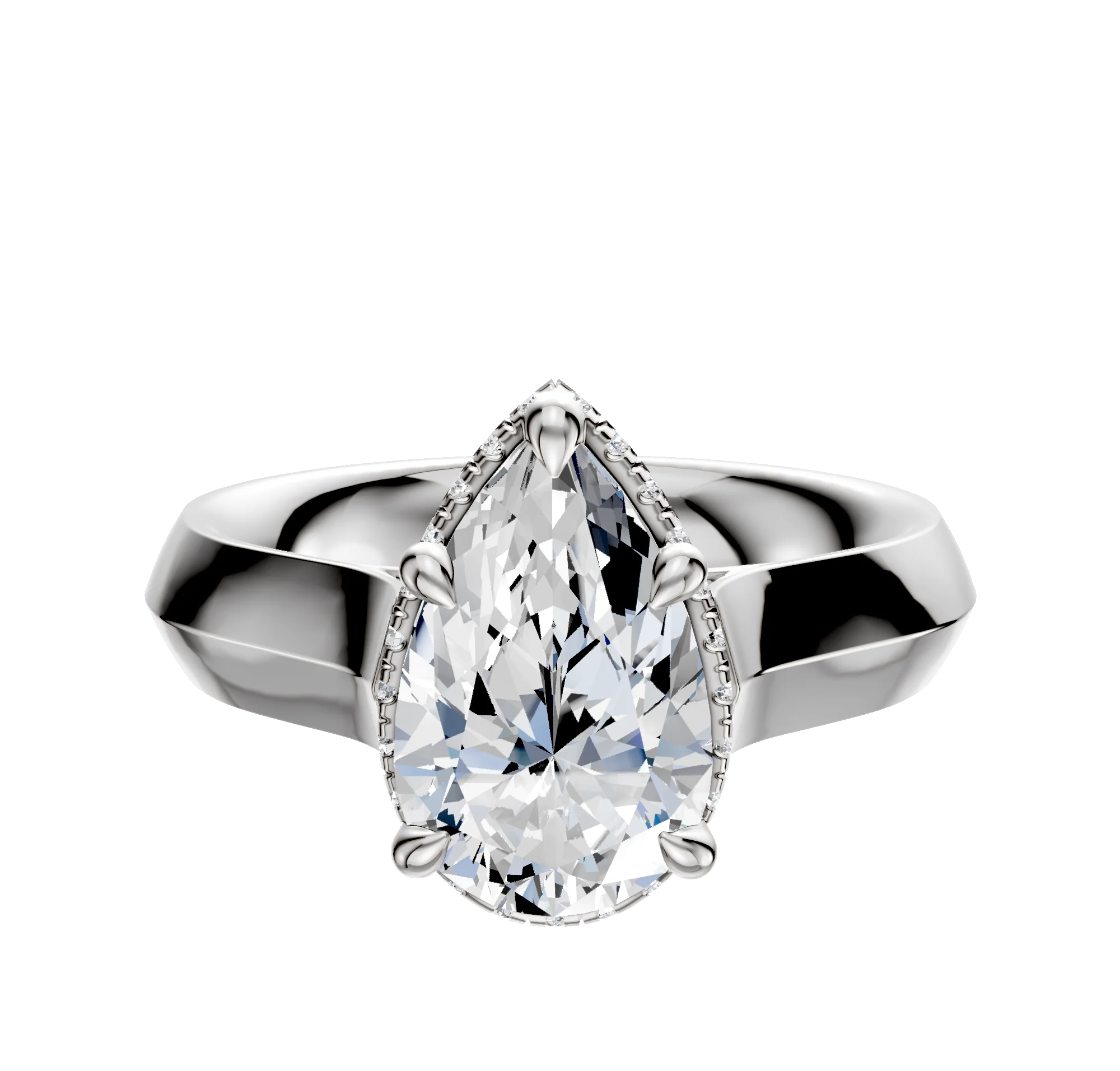 Platinum 4 Prong Collar Cathedral Knife Edge 4.0mm Engagement Ring
