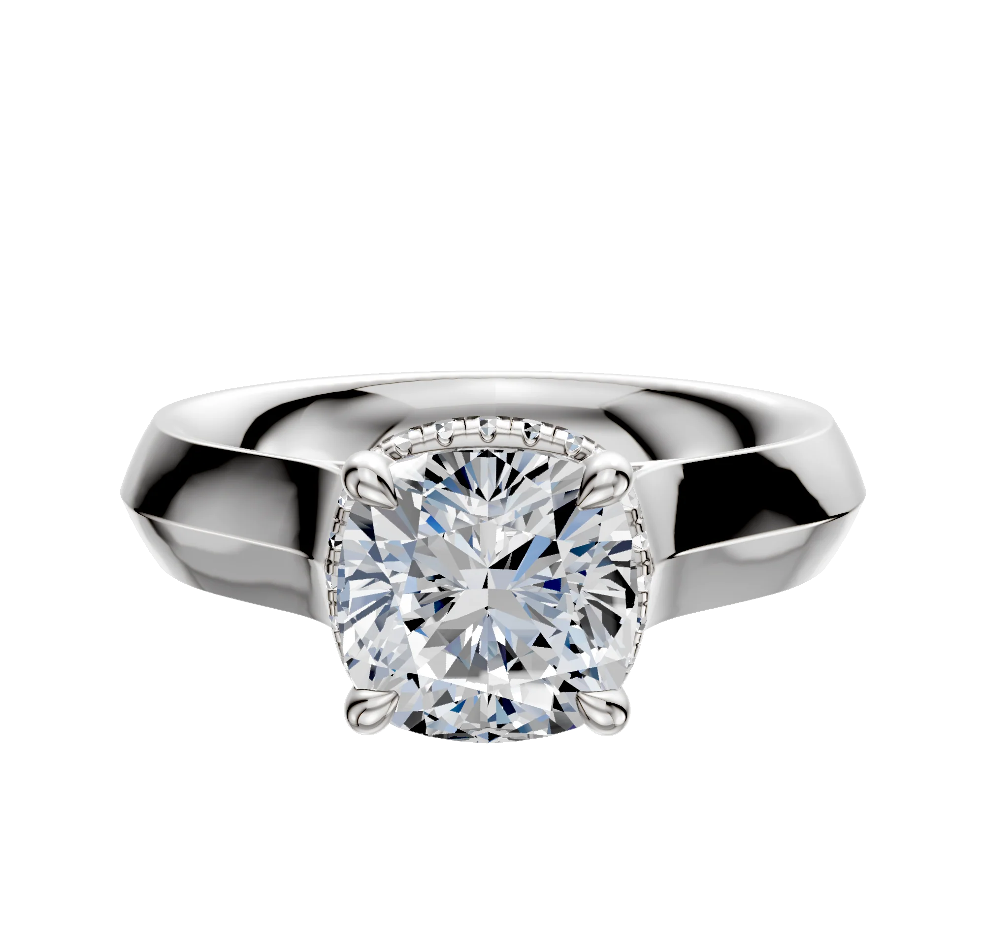 Platinum 4 Prong Collar Cathedral Knife Edge 4.0mm Engagement Ring