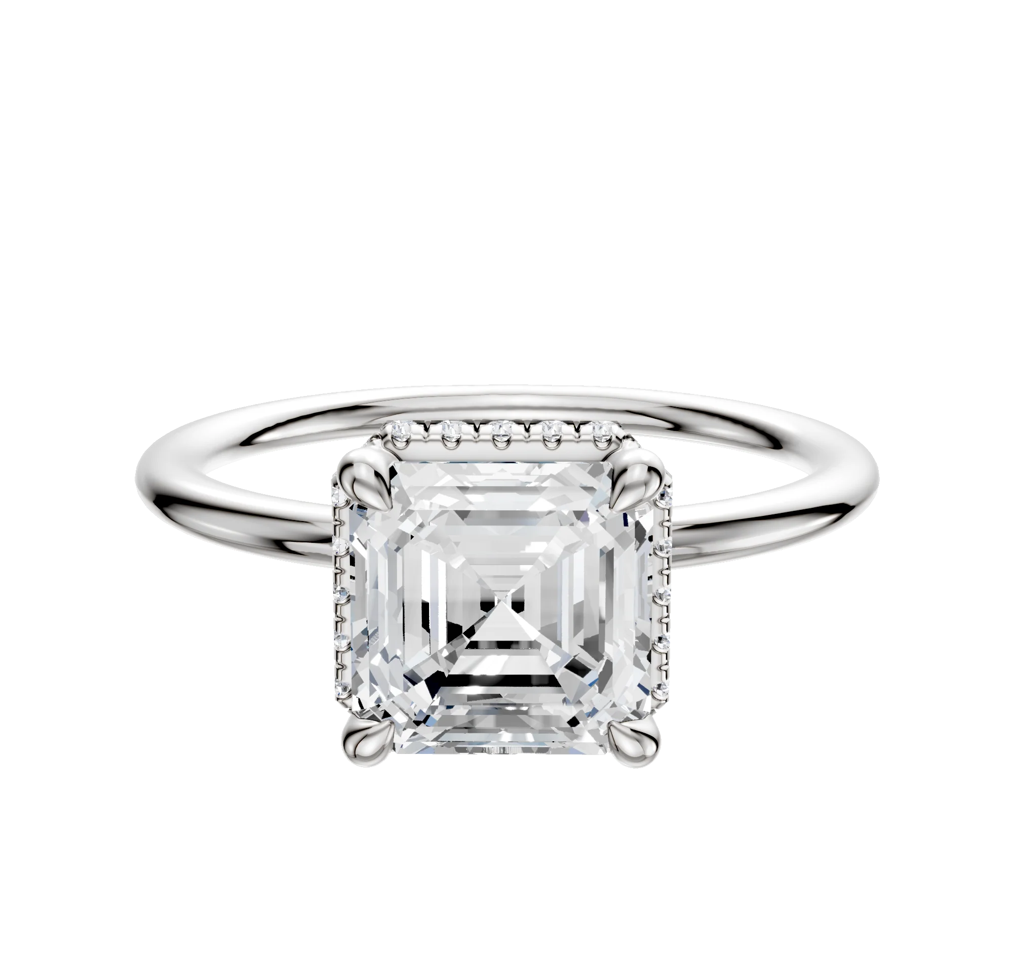 Platinum 4 Prong Collar Classic Dome 1.5mm Engagement Ring