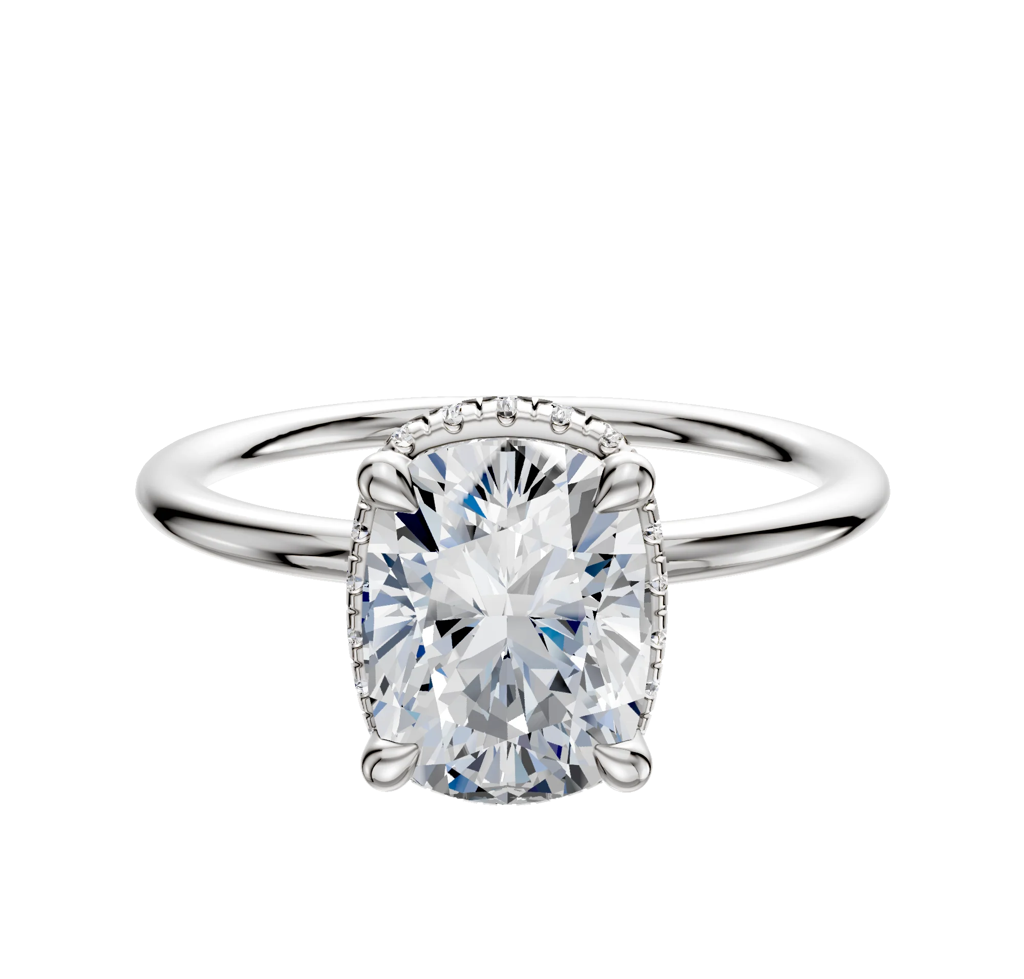 Platinum 4 Prong Collar Classic Dome 1.5mm Engagement Ring