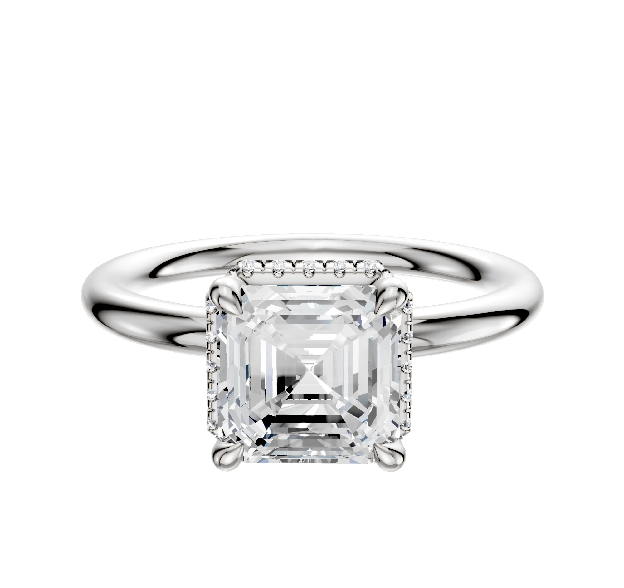 Platinum 4 Prong Collar Classic Dome 2.0mm Engagement Ring