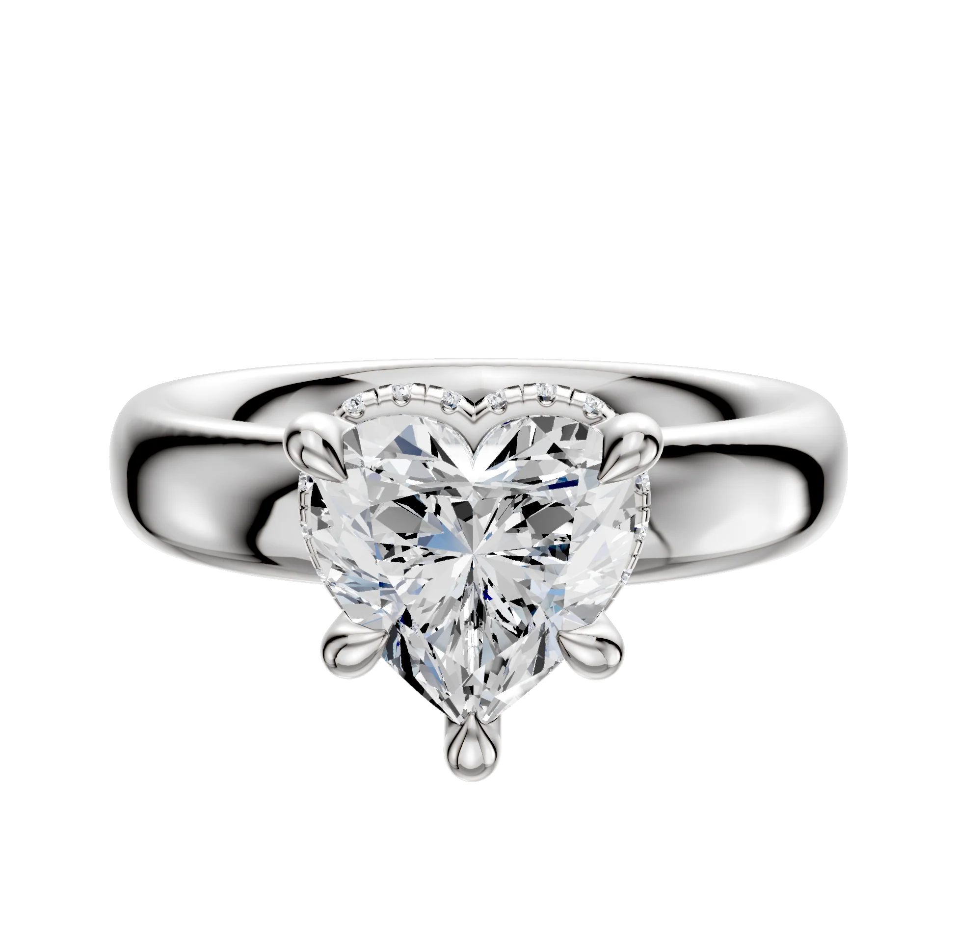 Platinum 4 Prong Collar Classic Dome 4.0mm Engagement Ring