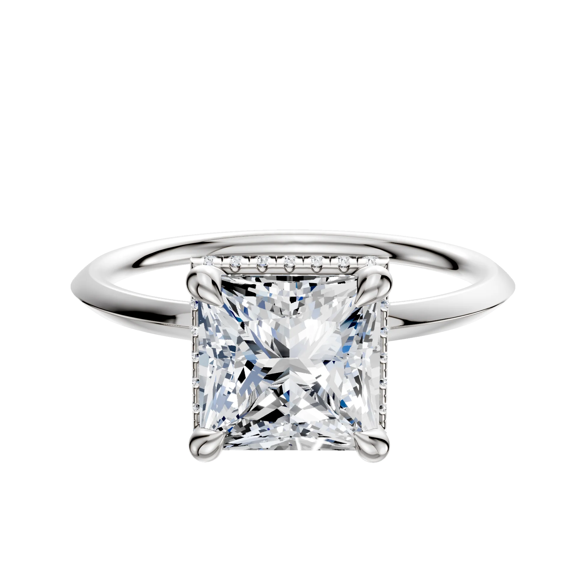 Platinum 4 Prong Collar Classic Knife Edge 1.5mm Engagement Ring