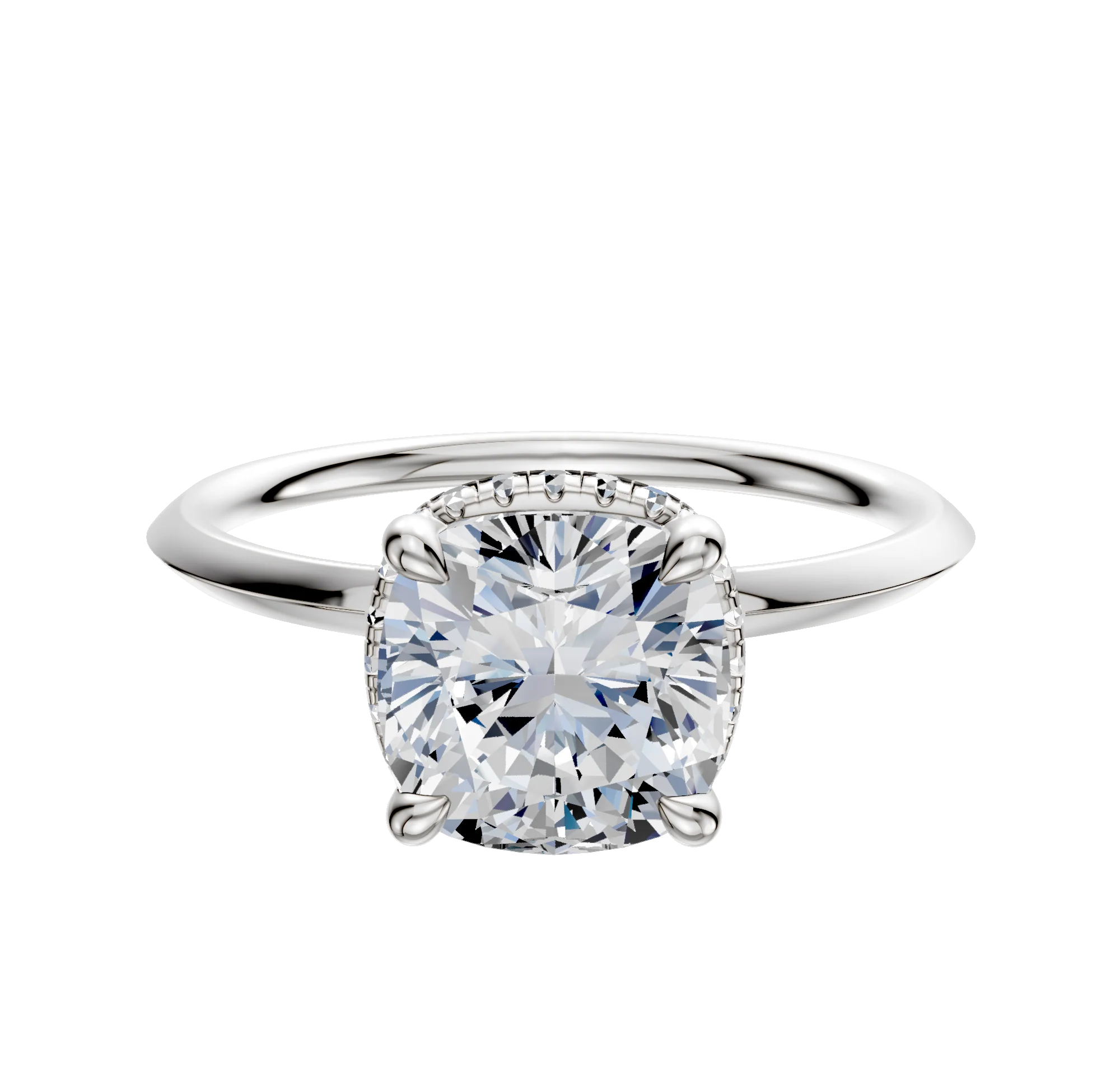 Platinum 4 Prong Collar Classic Knife Edge 1.5mm Engagement Ring
