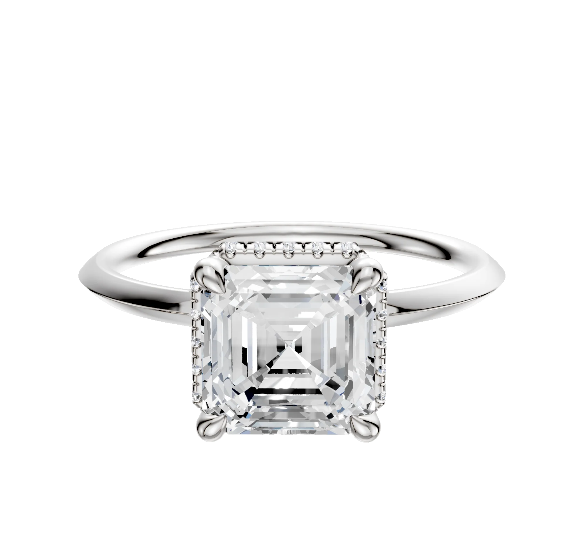 Platinum 4 Prong Collar Classic Knife Edge 1.5mm Engagement Ring