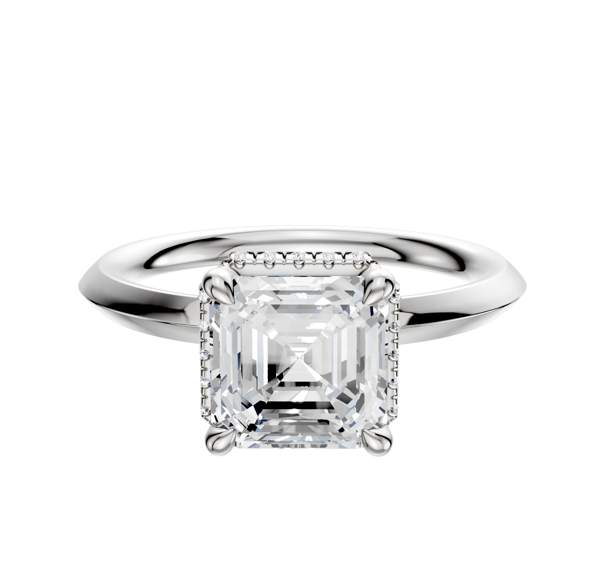 Platinum 4 Prong Collar Classic Knife Edge 2.0mm Engagement Ring
