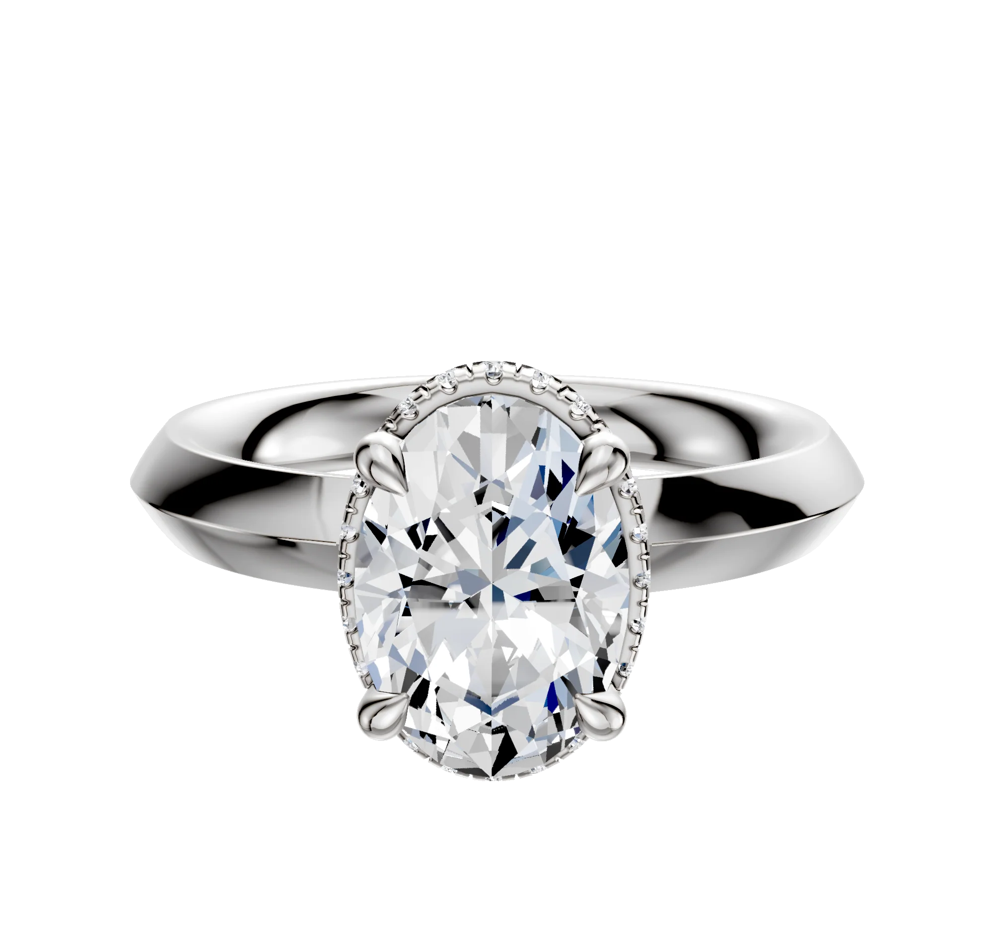 Platinum 4 Prong Collar Classic Knife Edge 3.0mm Engagement Ring