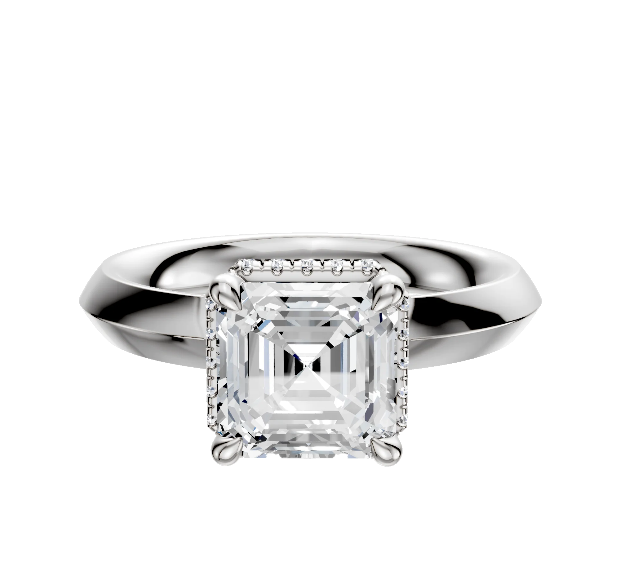 Platinum 4 Prong Collar Classic Knife Edge 3.0mm Engagement Ring