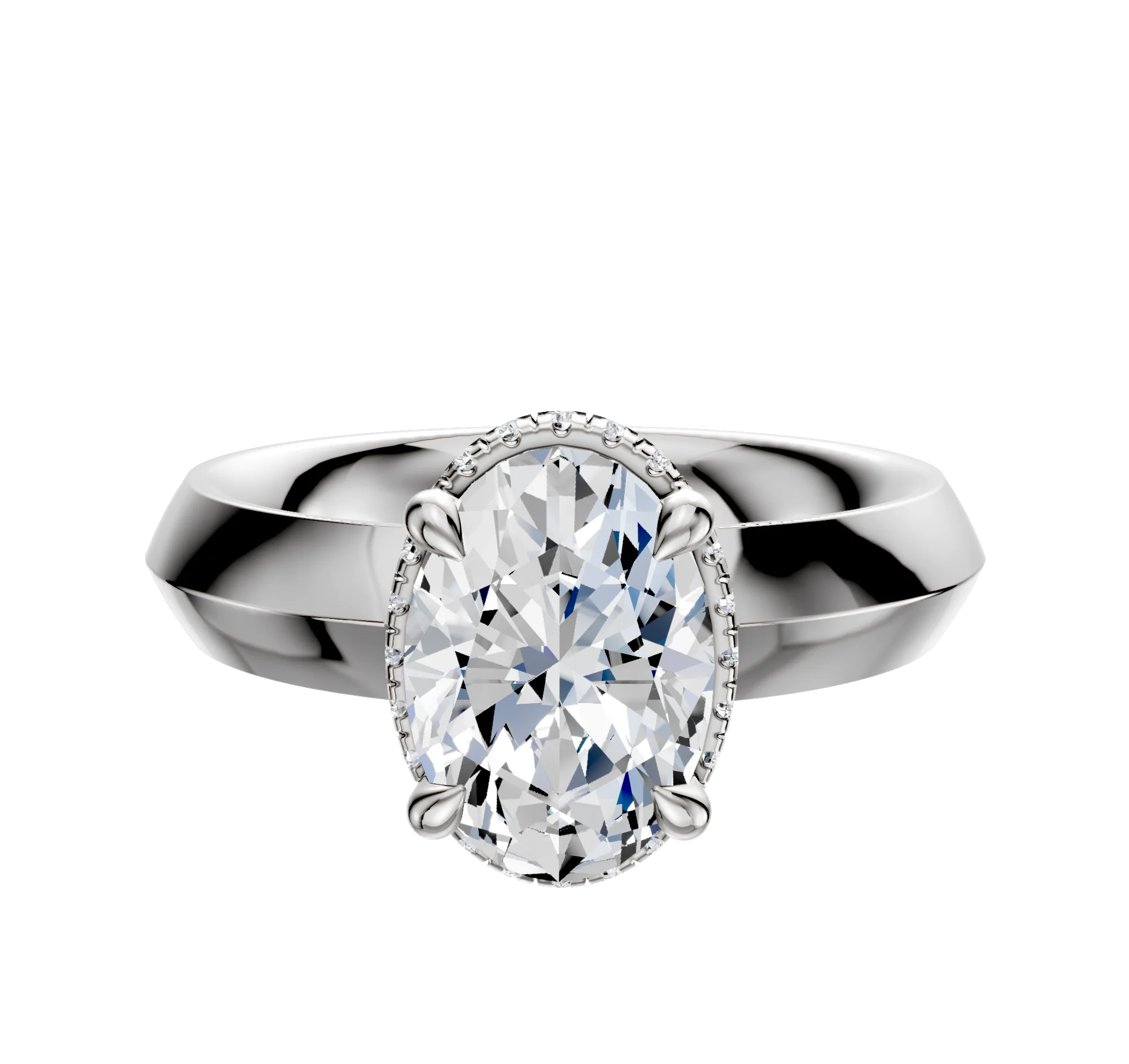 Platinum 4 Prong Collar Classic Knife Edge 4.0mm Engagement Ring