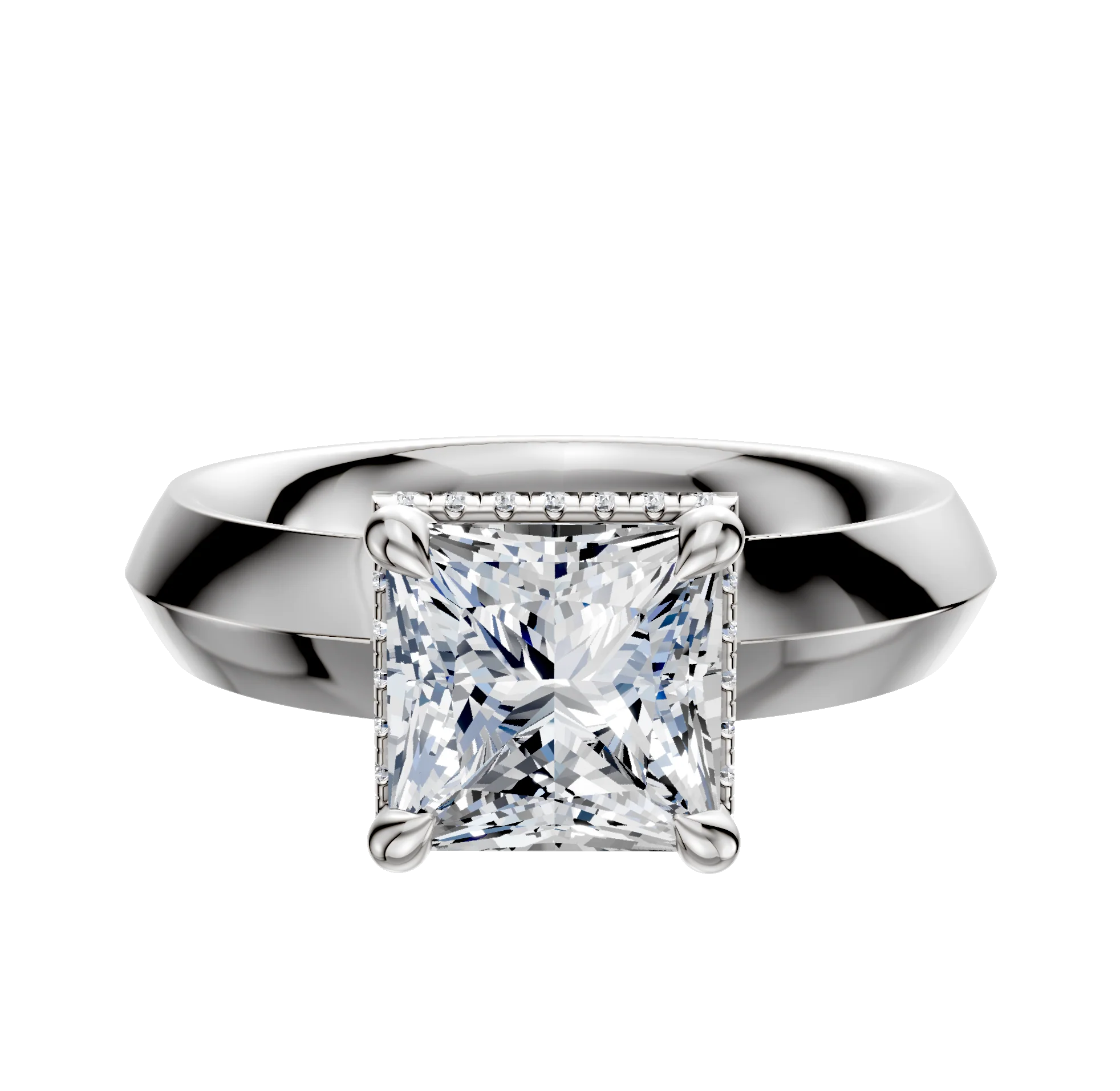 Platinum 4 Prong Collar Classic Knife Edge 4.0mm Engagement Ring