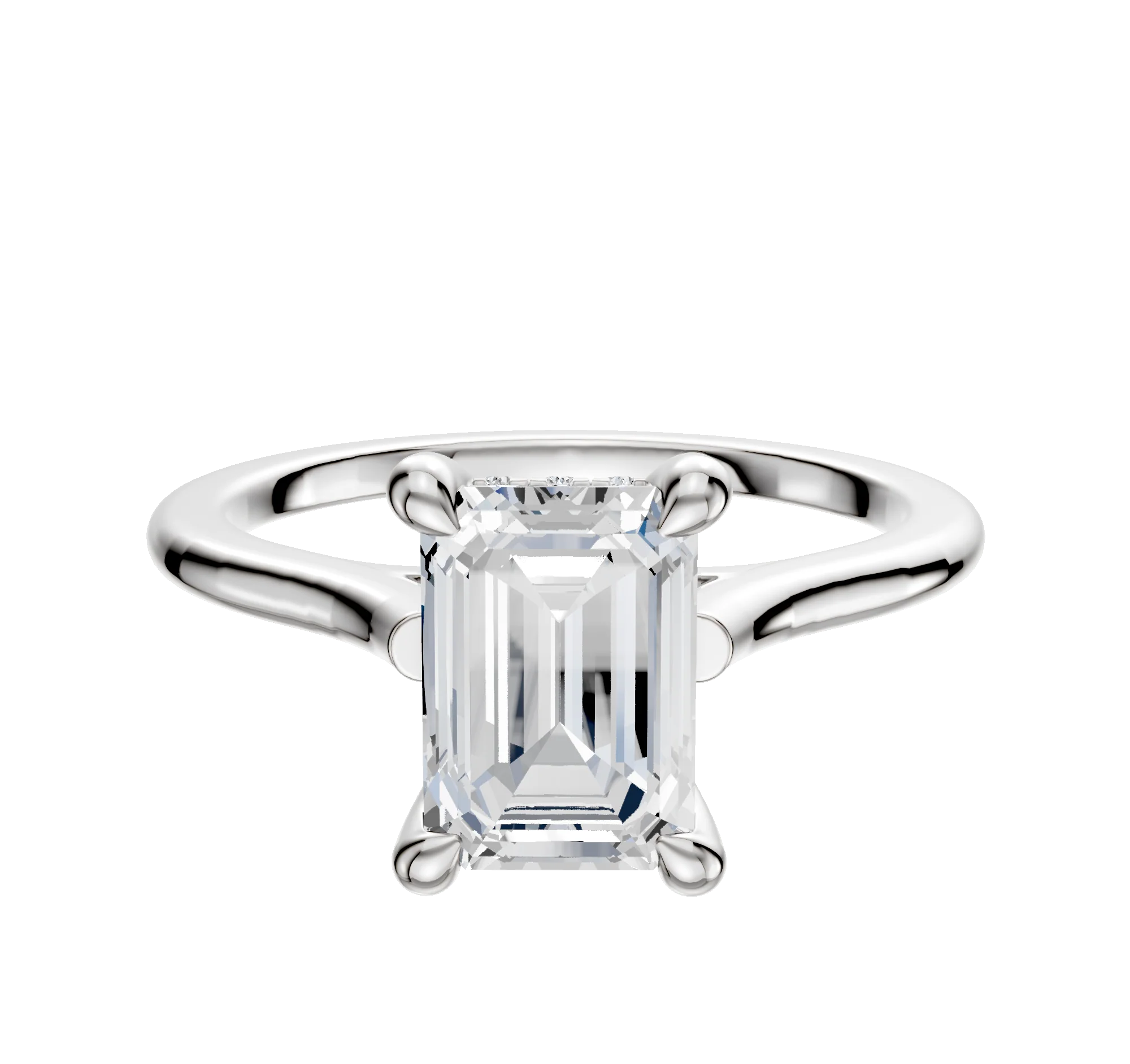 Platinum 4 Prong Hidden Halo Cathedral Dome 1.5mm Engagement Ring