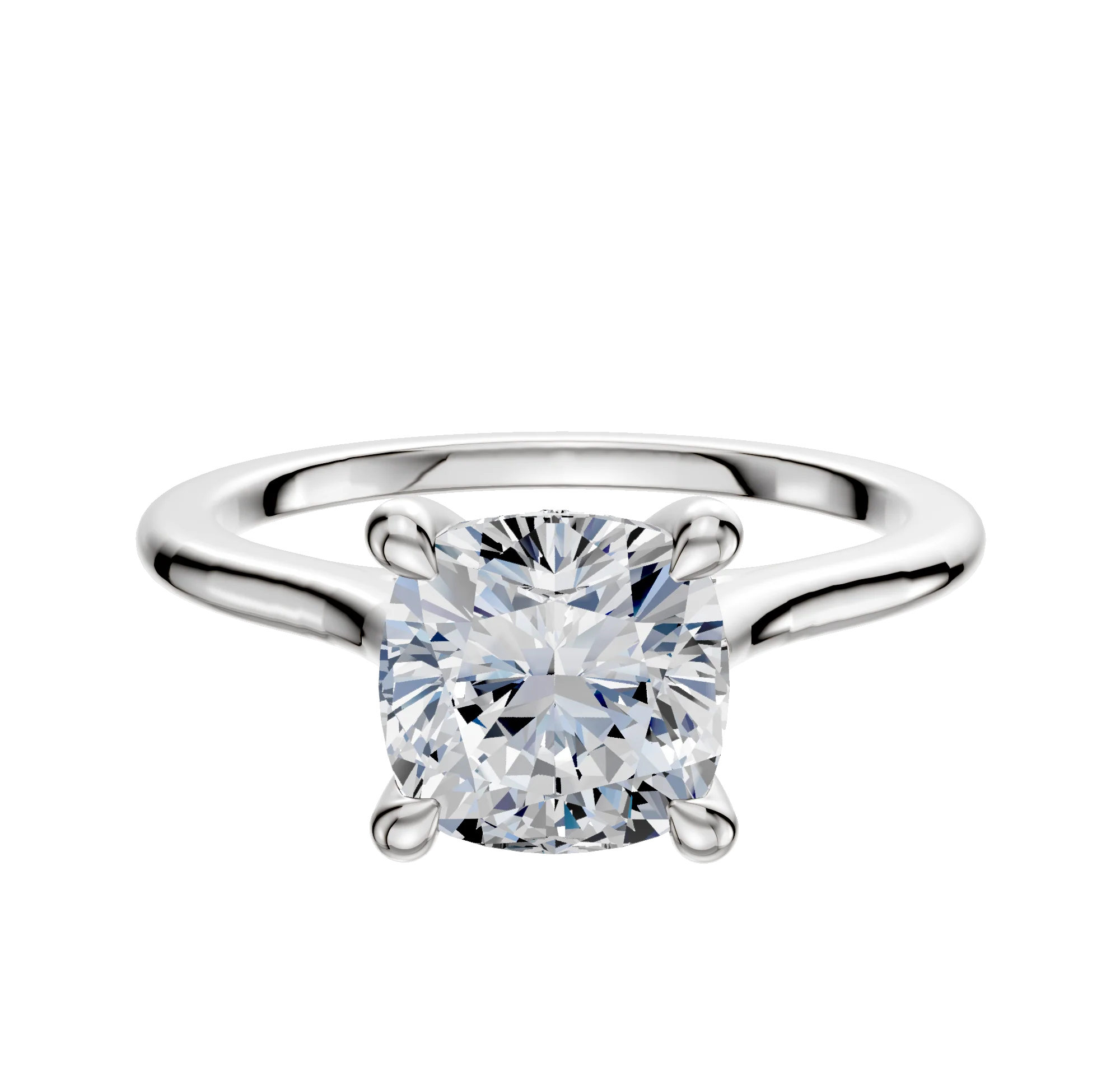 Platinum 4 Prong Hidden Halo Cathedral Dome 1.5mm Engagement Ring