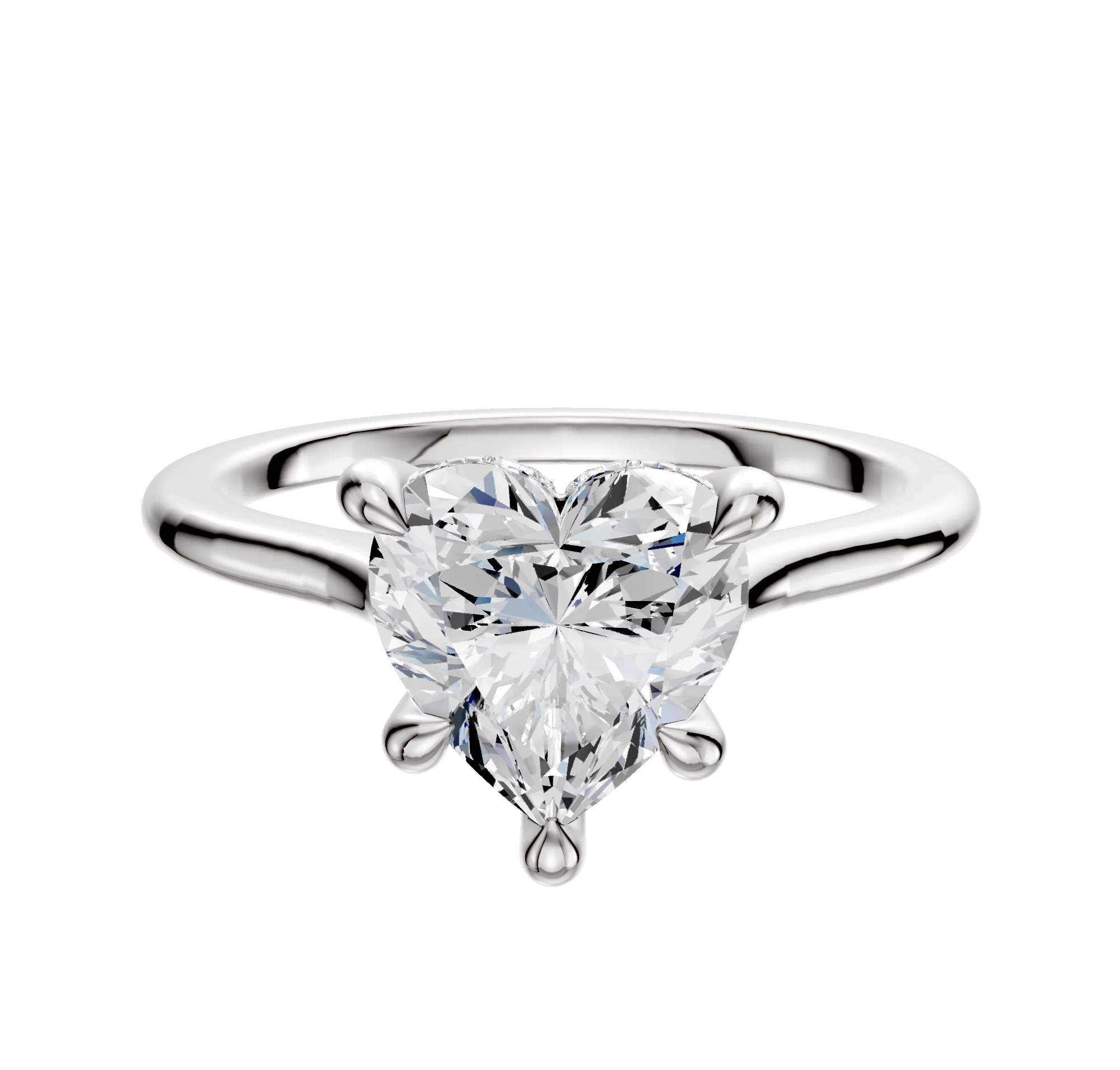 Platinum 4 Prong Hidden Halo Cathedral Dome 1.5mm Engagement Ring