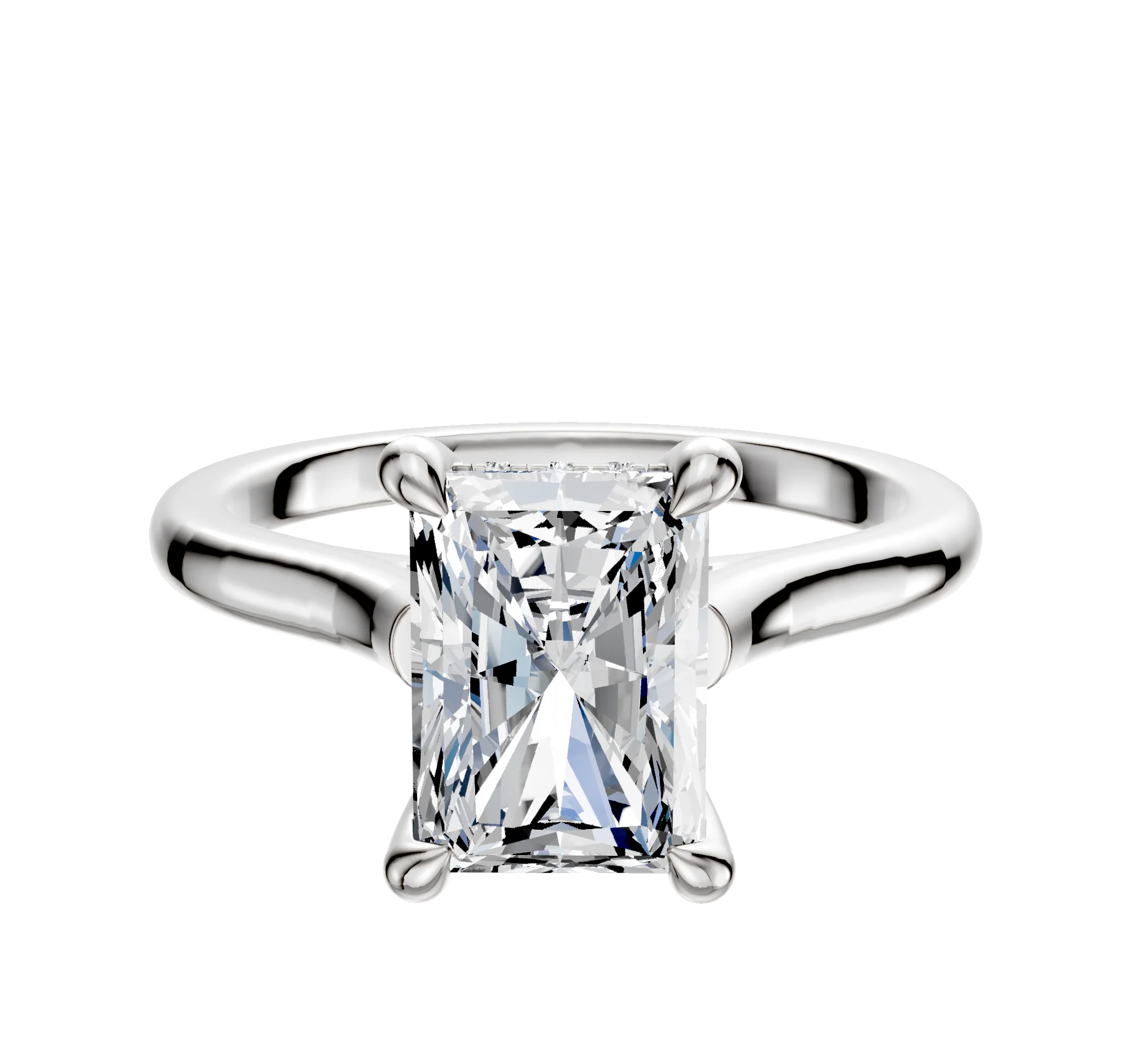 Platinum 4 Prong Hidden Halo Cathedral Dome 2.0mm Engagement Ring