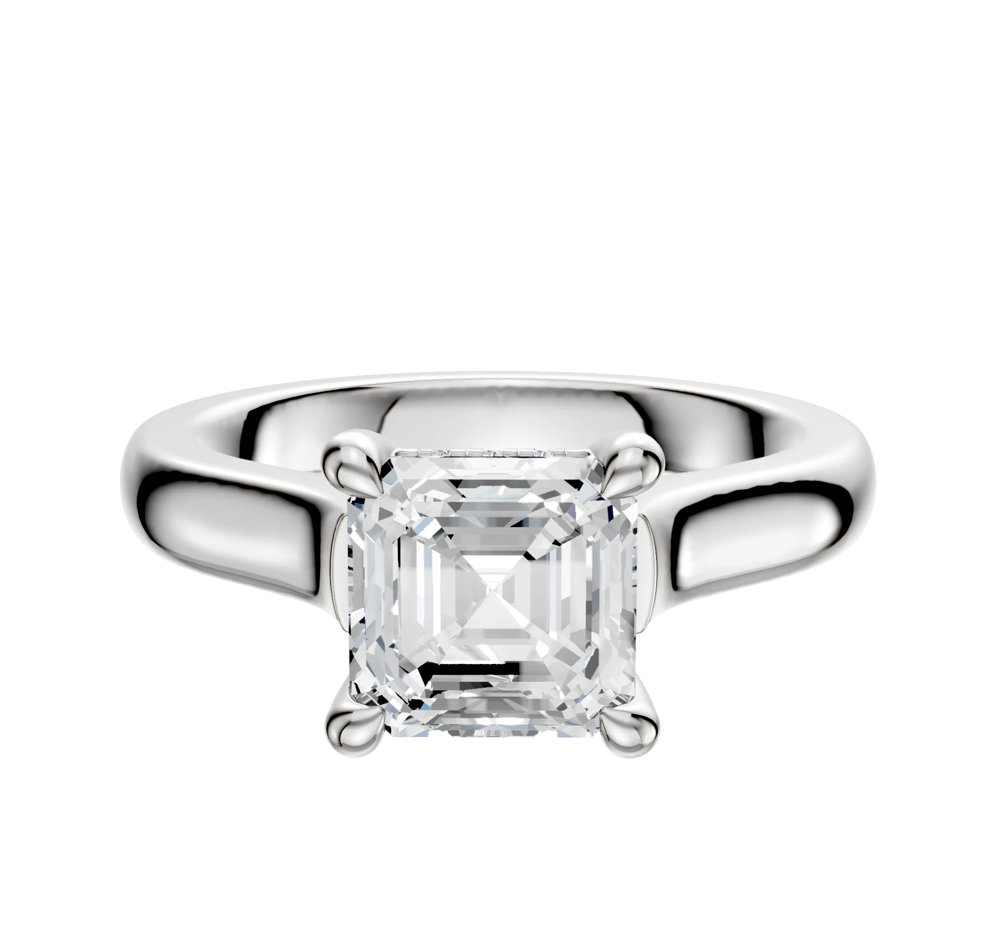 Platinum 4 Prong Hidden Halo Cathedral Dome 3.0mm Engagement Ring