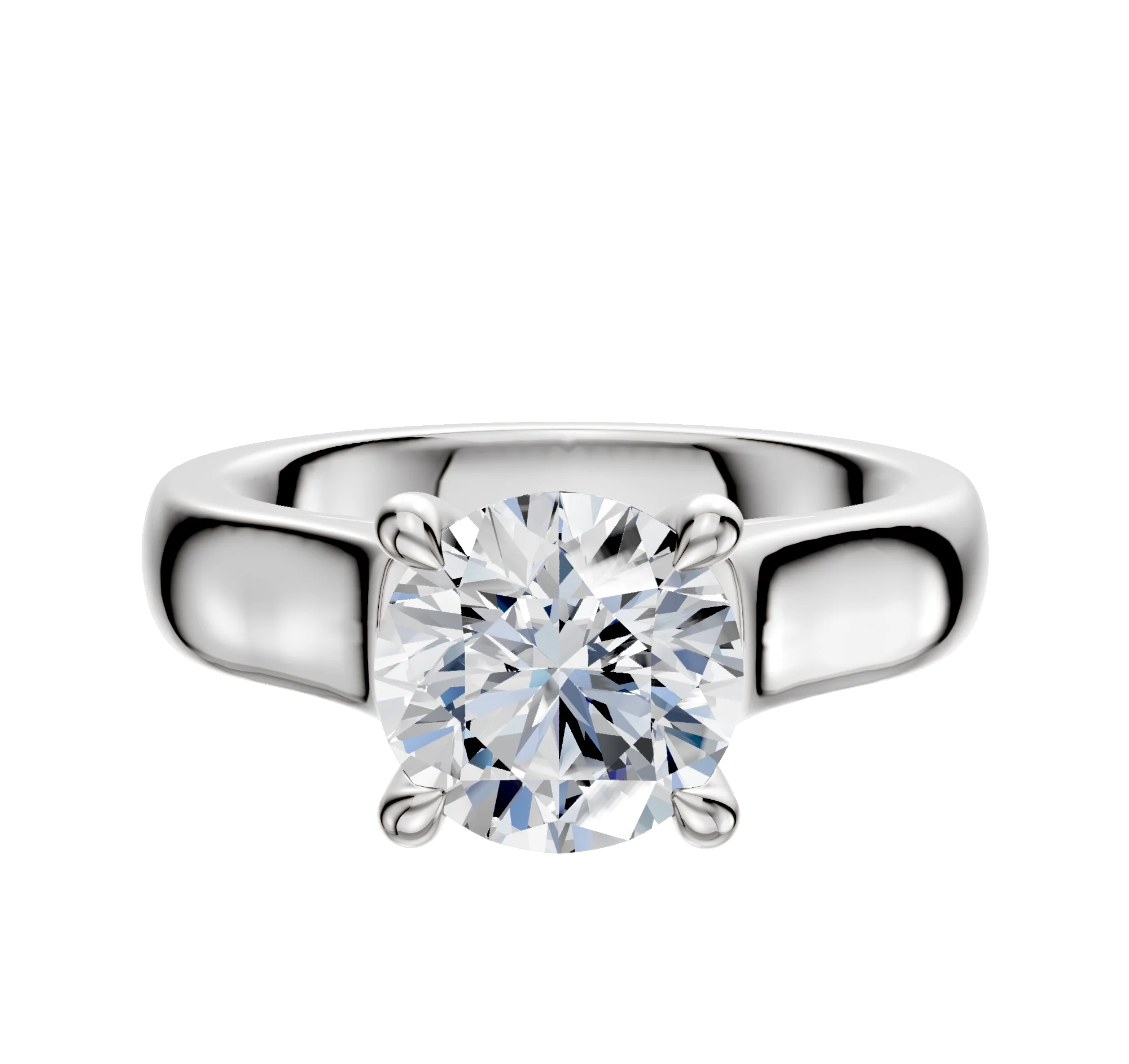 Platinum 4 Prong Hidden Halo Cathedral Dome 4.0mm Engagement Ring