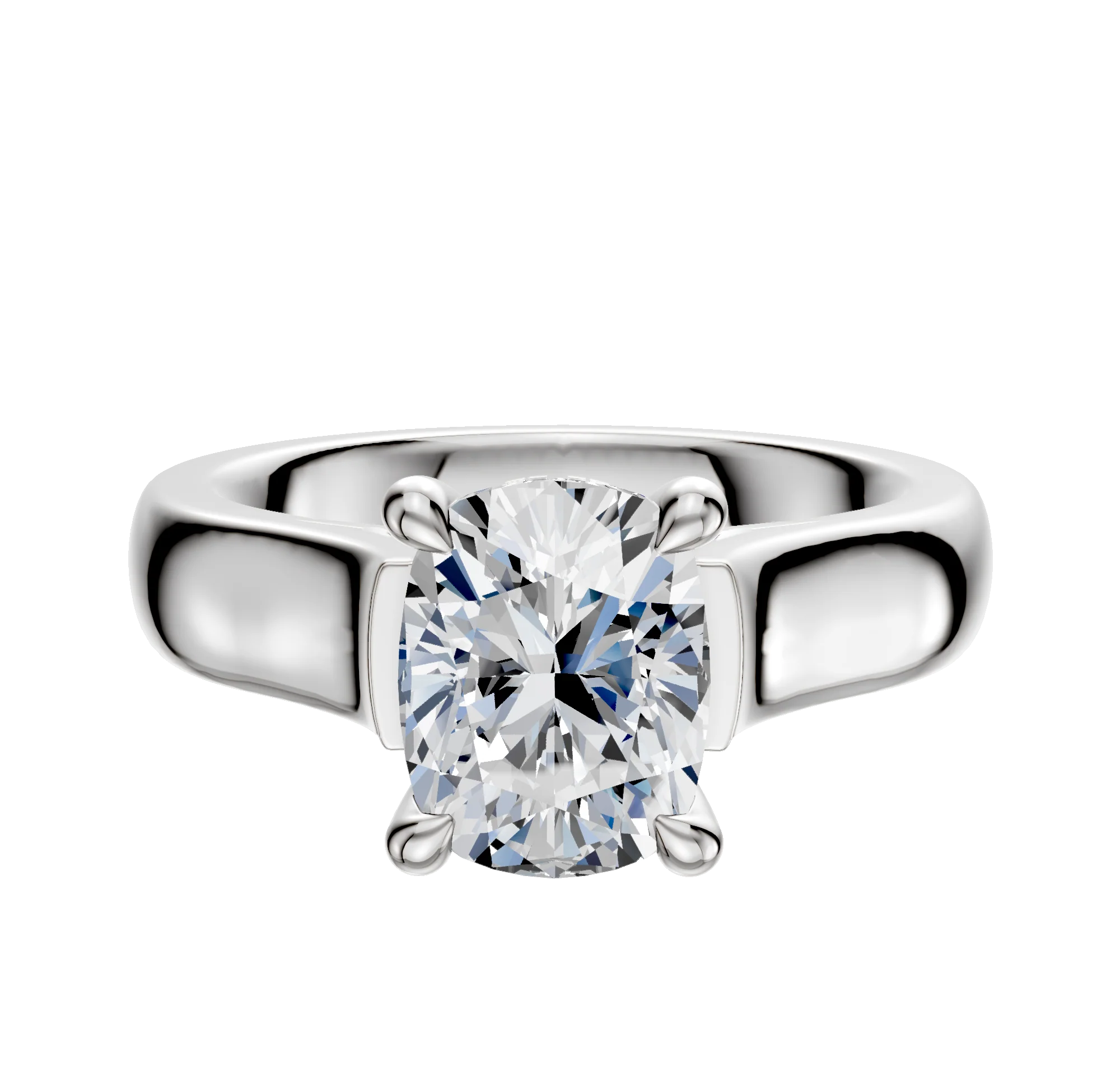 Platinum 4 Prong Hidden Halo Cathedral Dome 4.0mm Engagement Ring