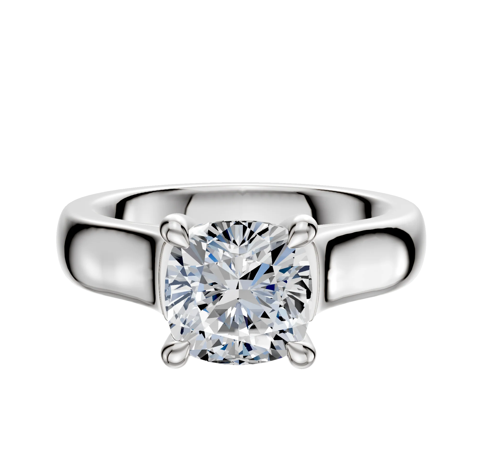 Platinum 4 Prong Hidden Halo Cathedral Dome 4.0mm Engagement Ring