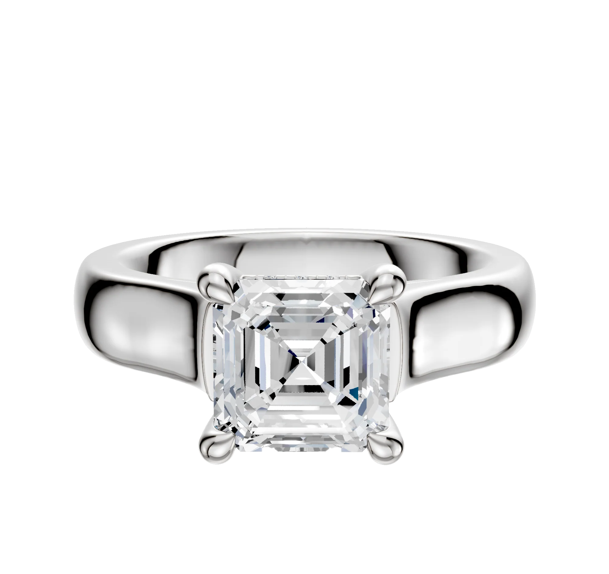 Platinum 4 Prong Hidden Halo Cathedral Dome 4.0mm Engagement Ring