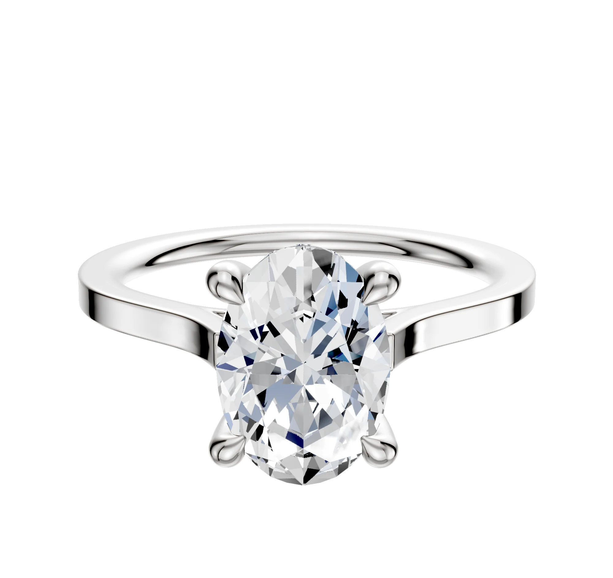 Platinum 4 Prong Hidden Halo Cathedral Flat 1.5mm Engagement Ring