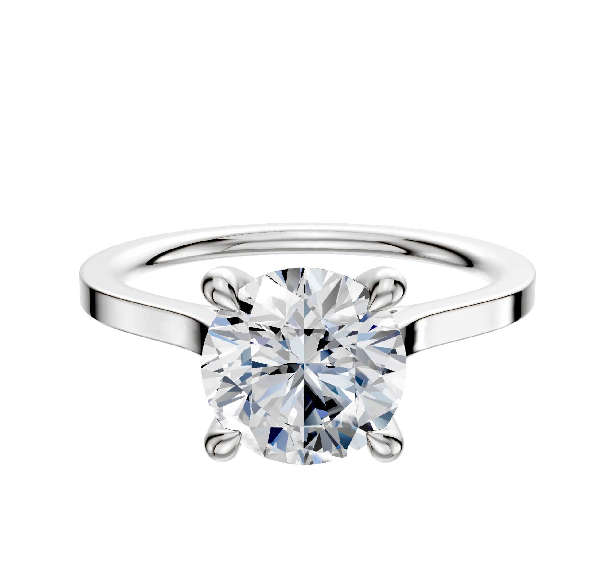 Platinum 4 Prong Hidden Halo Cathedral Flat 1.5mm Engagement Ring