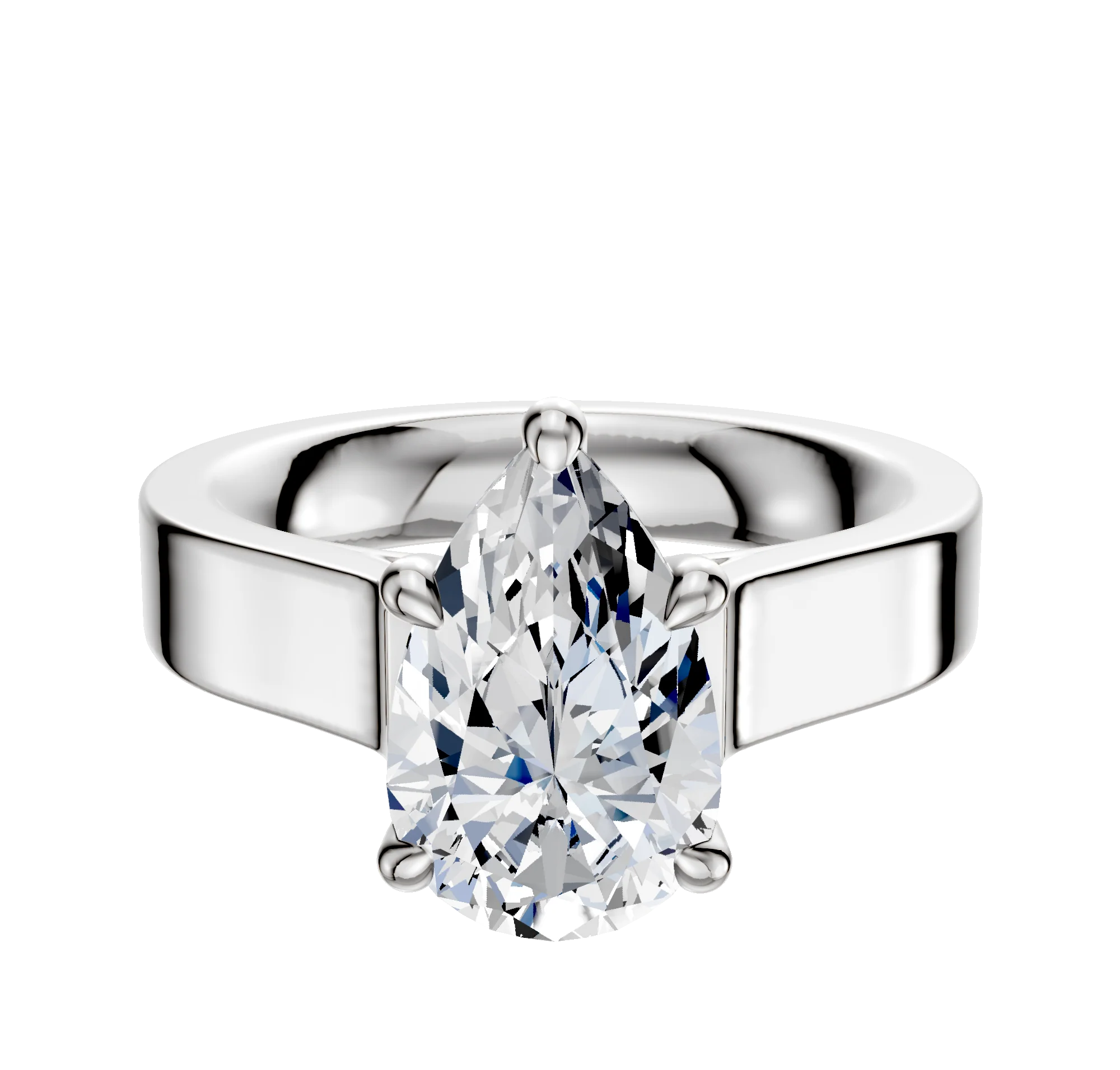Platinum 4 Prong Hidden Halo Cathedral Flat 4.0mm Engagement Ring