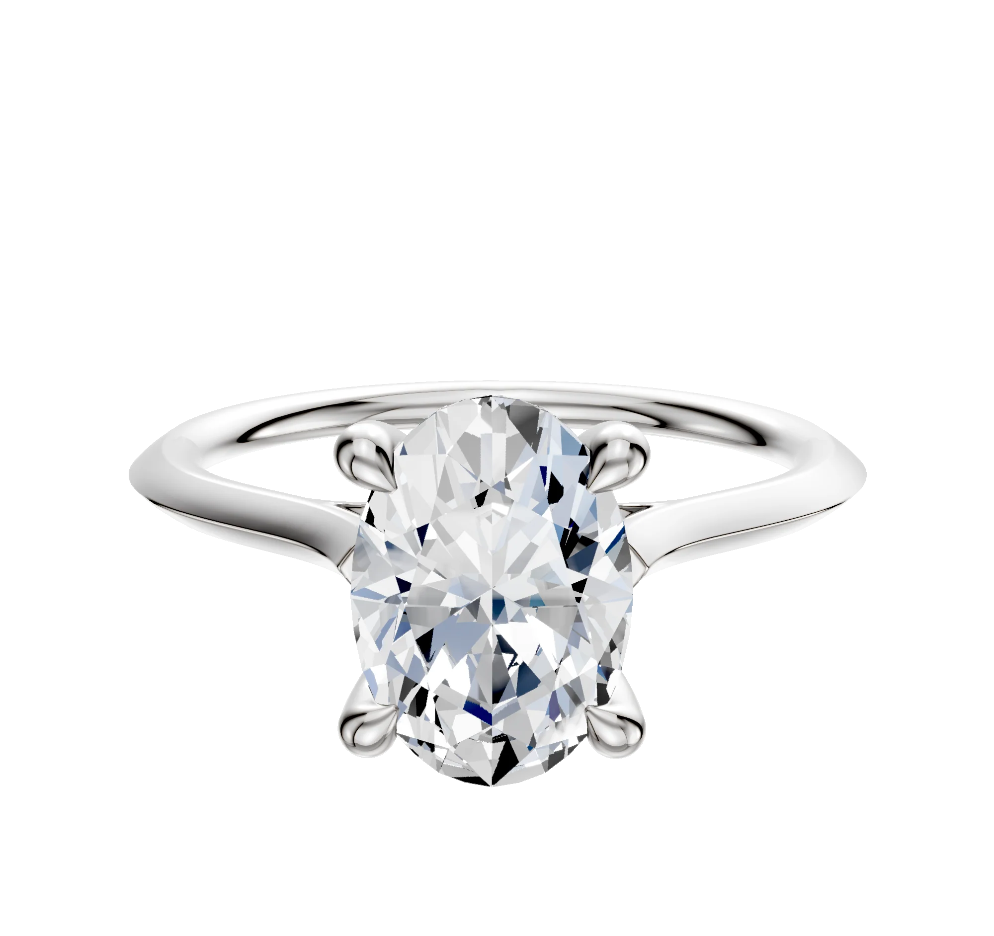 Platinum 4 Prong Hidden Halo Cathedral Knife Edge 1.5mm Engagement Ring