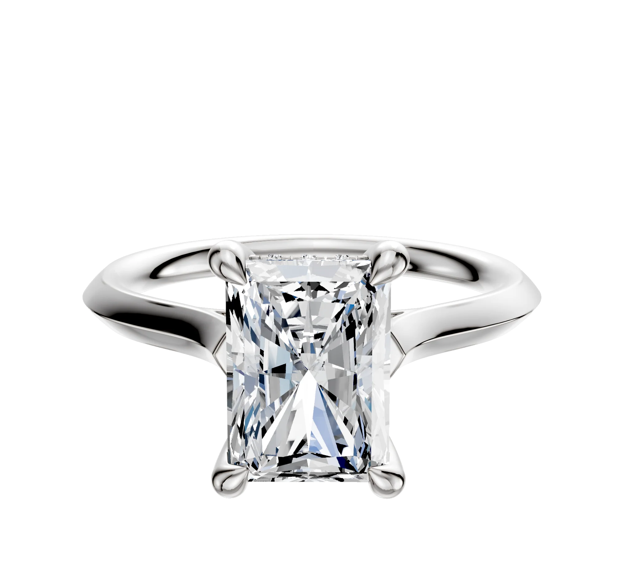 Platinum 4 Prong Hidden Halo Cathedral Knife Edge 2.0mm Engagement Ring