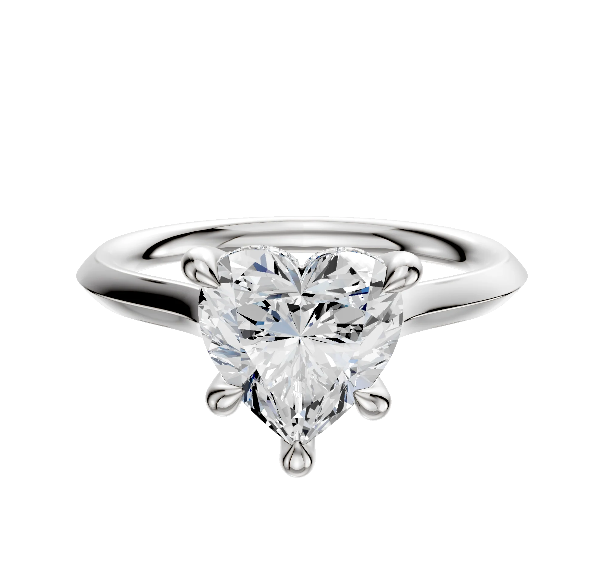 Platinum 4 Prong Hidden Halo Cathedral Knife Edge 2.0mm Engagement Ring