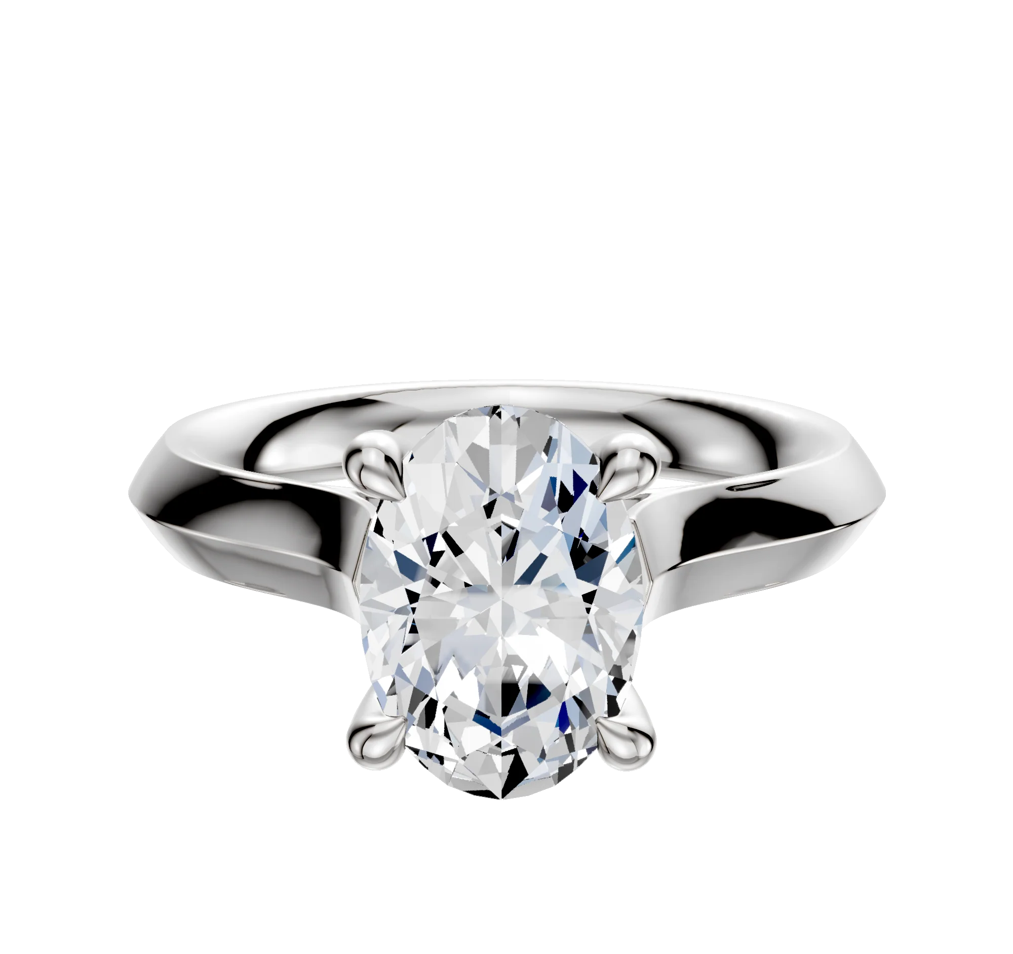 Platinum 4 Prong Hidden Halo Cathedral Knife Edge 3.0mm Engagement Ring