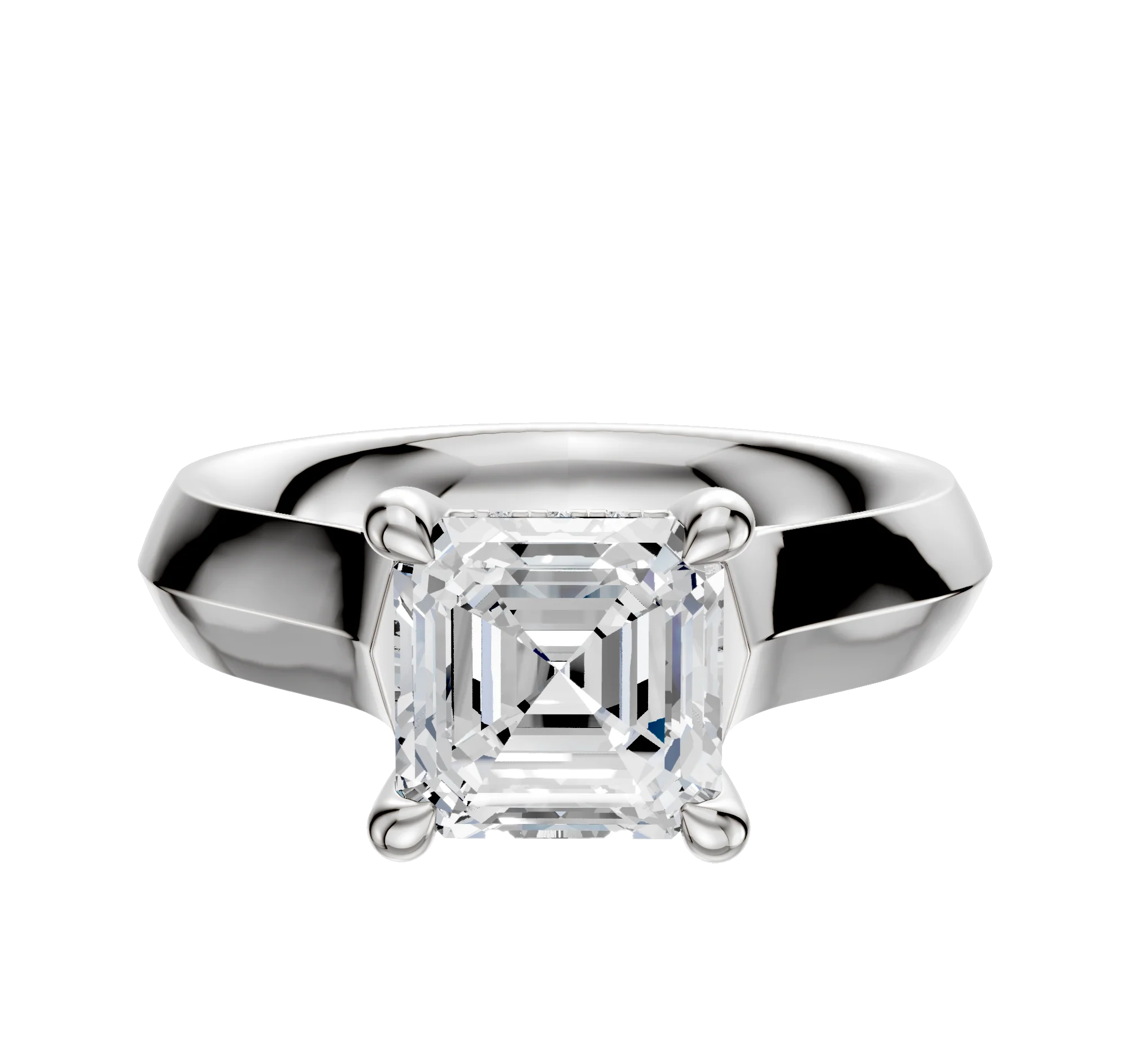 Platinum 4 Prong Hidden Halo Cathedral Knife Edge 4.0mm Engagement Ring
