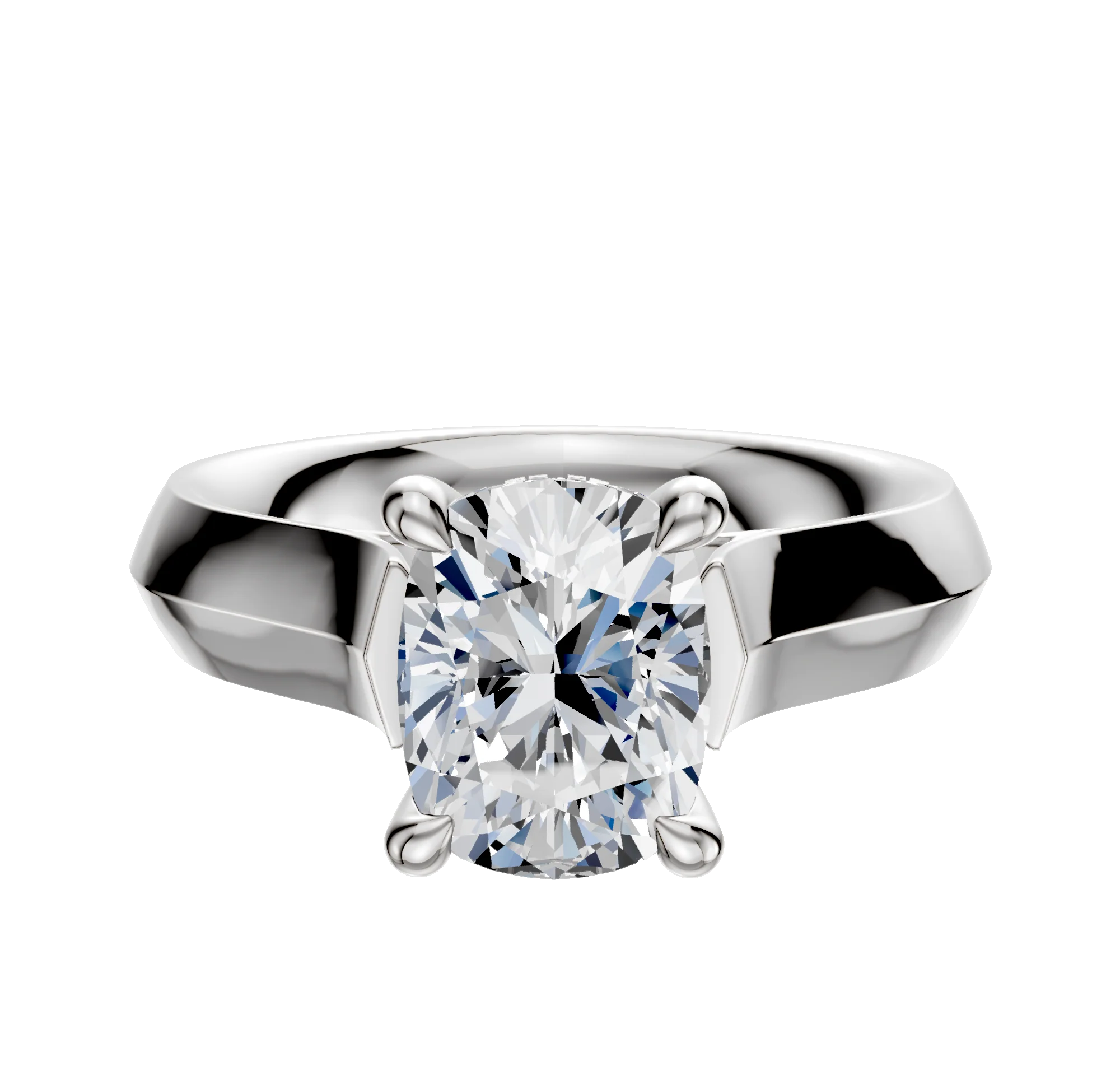 Platinum 4 Prong Hidden Halo Cathedral Knife Edge 4.0mm Engagement Ring