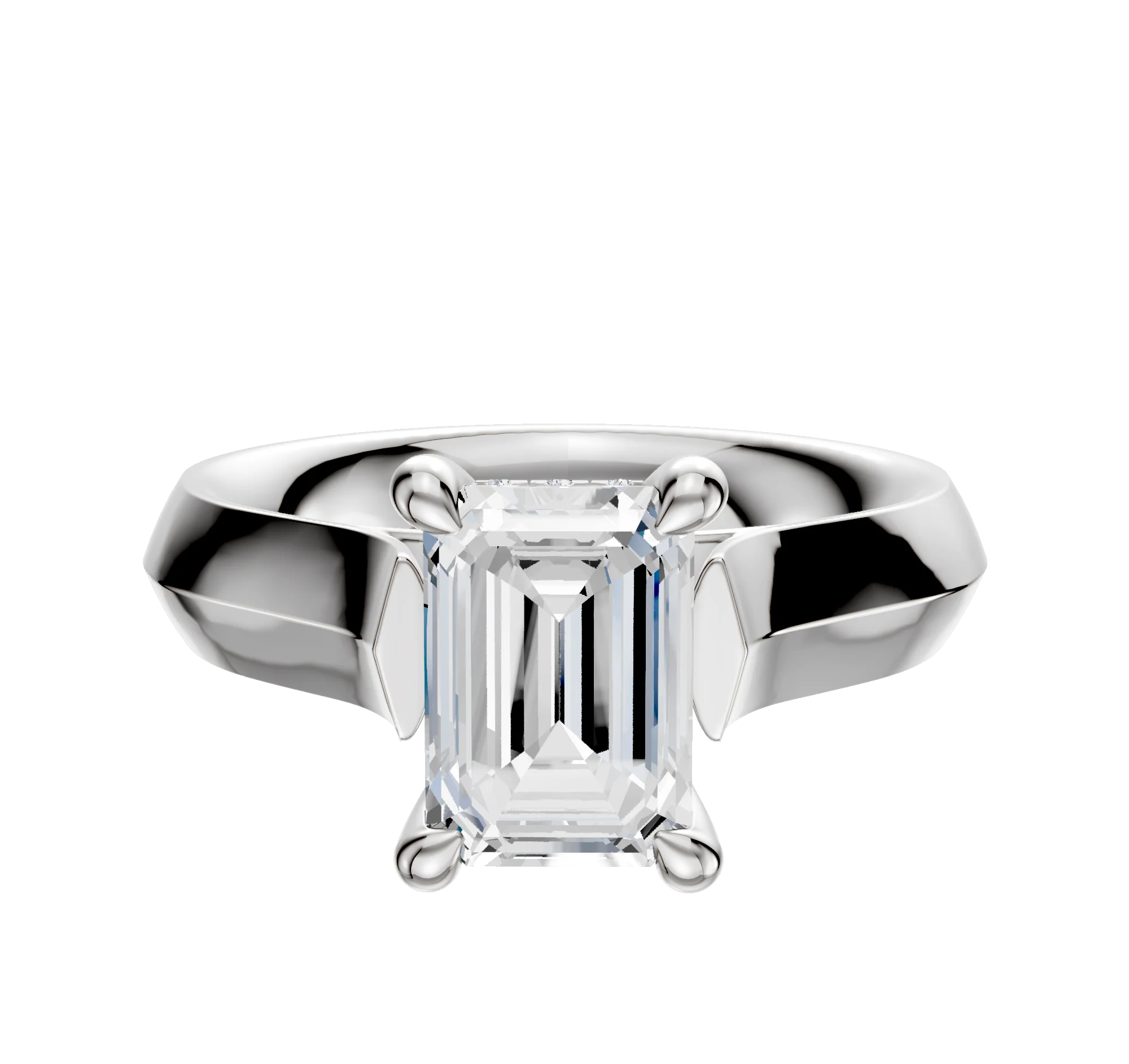 Platinum 4 Prong Hidden Halo Cathedral Knife Edge 4.0mm Engagement Ring