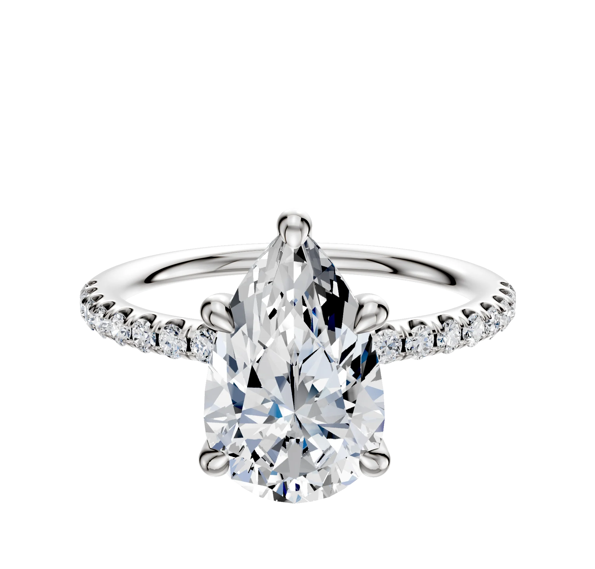 Platinum 4 Prong Hidden Halo Classic Dome 1-Row-Pave 2.5mm Engagement Ring