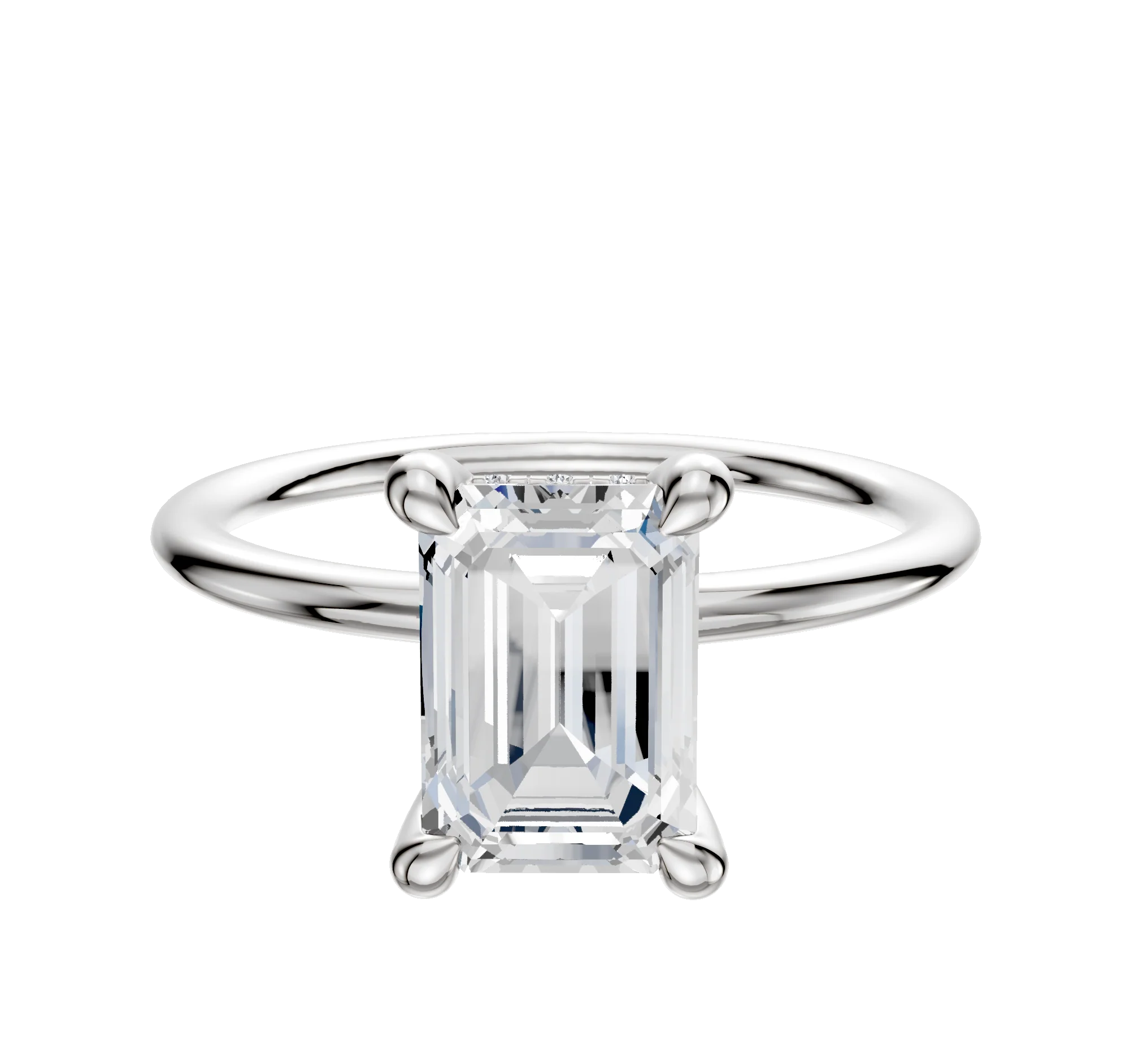 Platinum 4 Prong Hidden Halo Classic Dome 1.5mm Engagement Ring