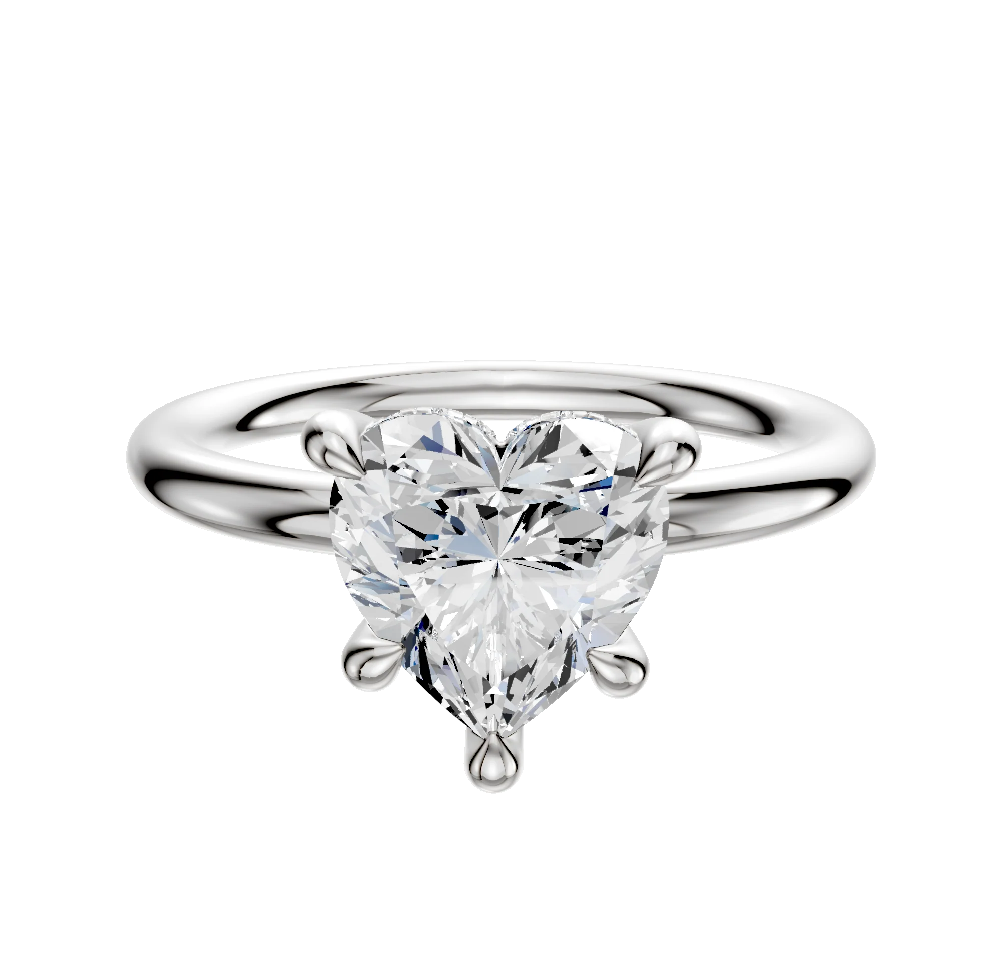 Platinum 4 Prong Hidden Halo Classic Dome 2.0mm Engagement Ring