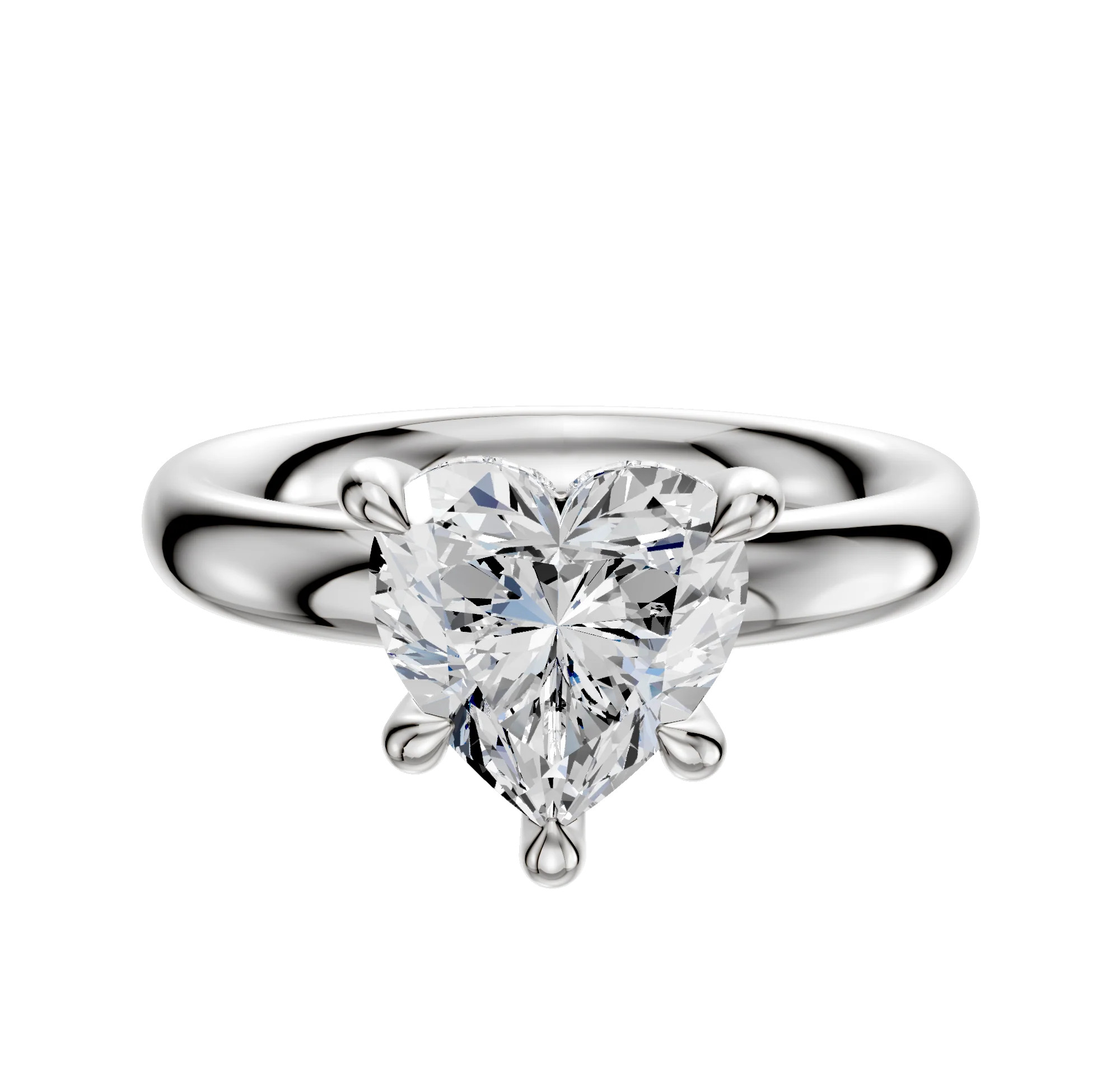 Platinum 4 Prong Hidden Halo Classic Dome 3.0mm Engagement Ring