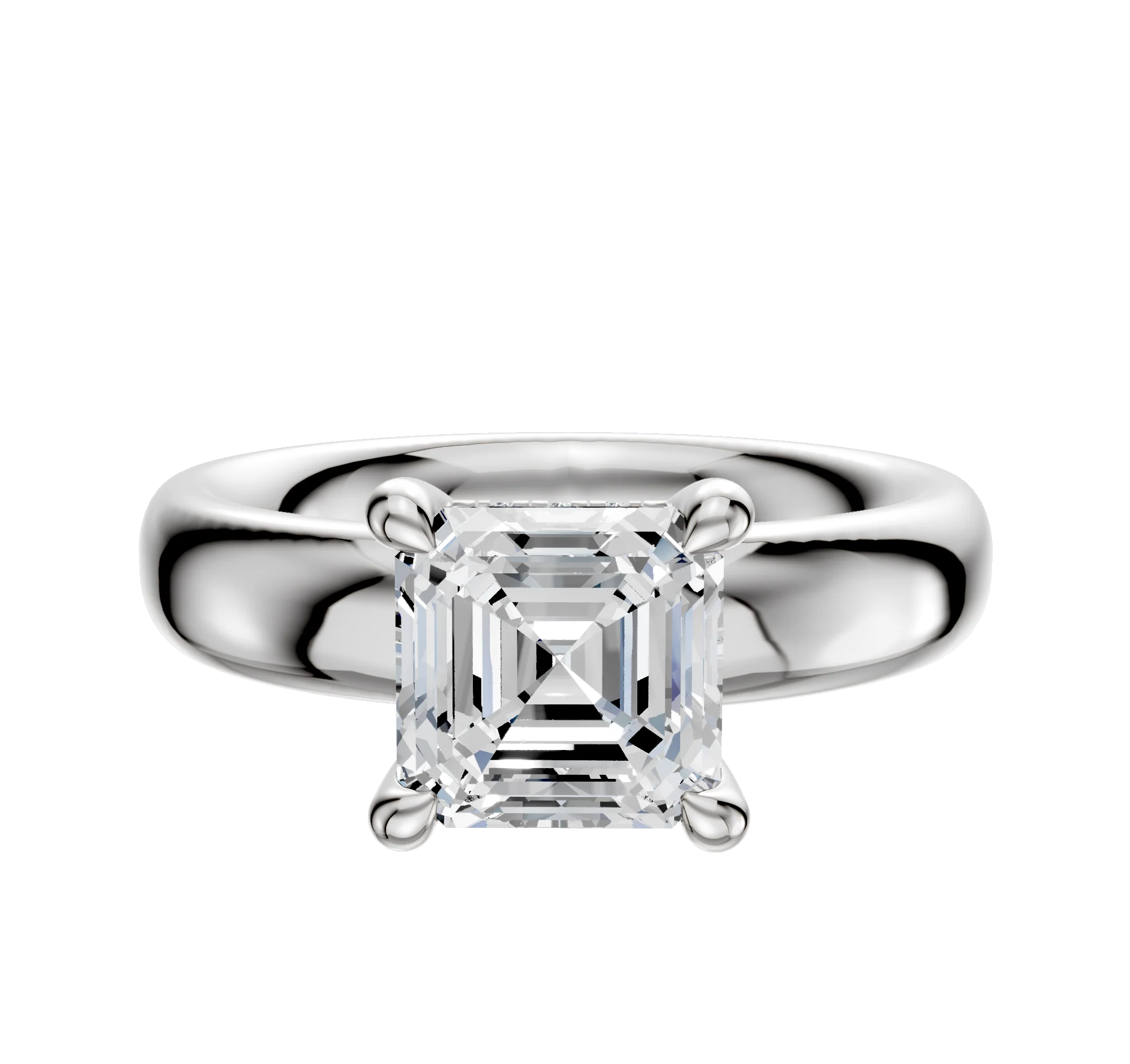 Platinum 4 Prong Hidden Halo Classic Dome 4.0mm Engagement Ring