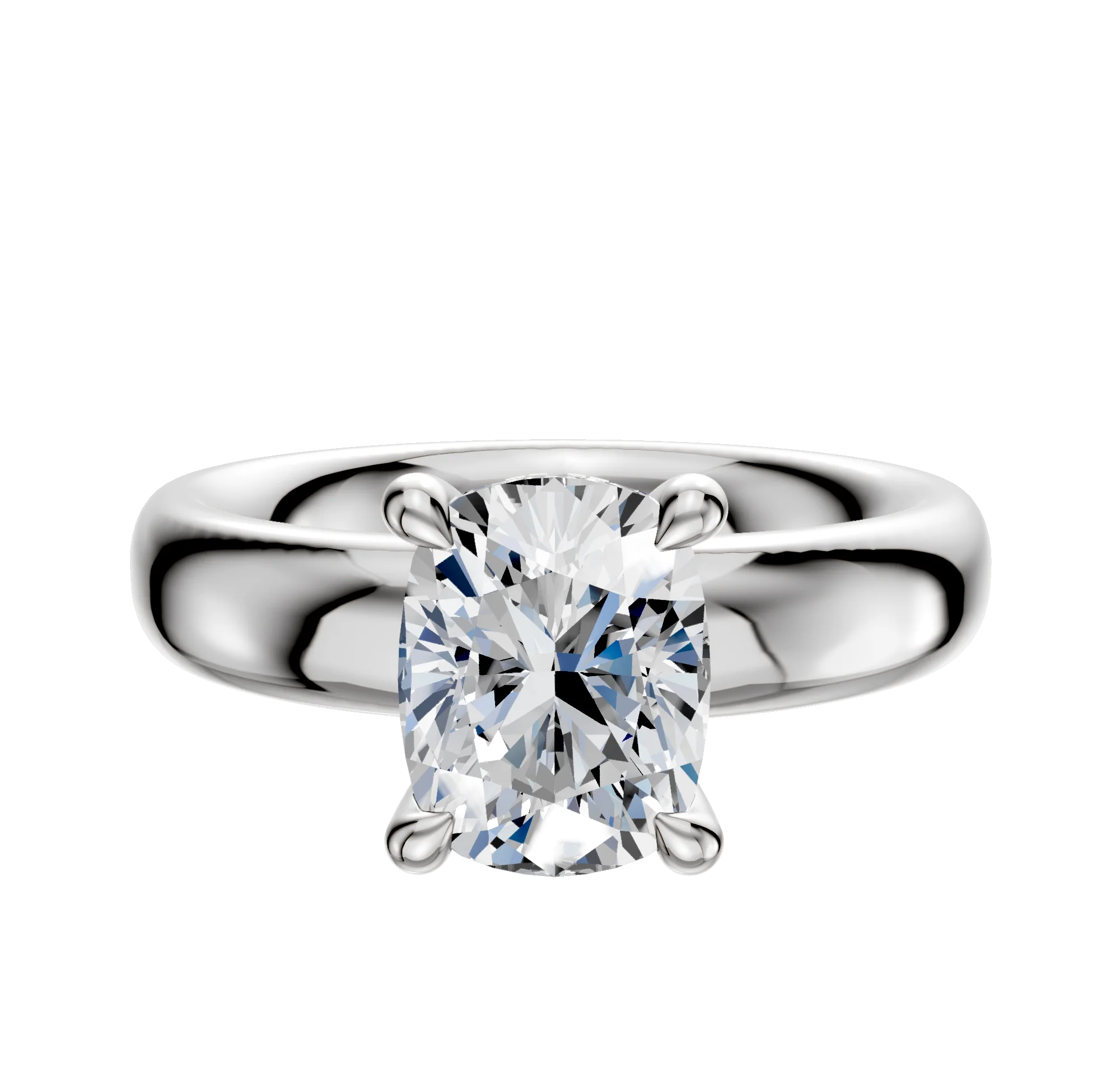 Platinum 4 Prong Hidden Halo Classic Dome 4.0mm Engagement Ring
