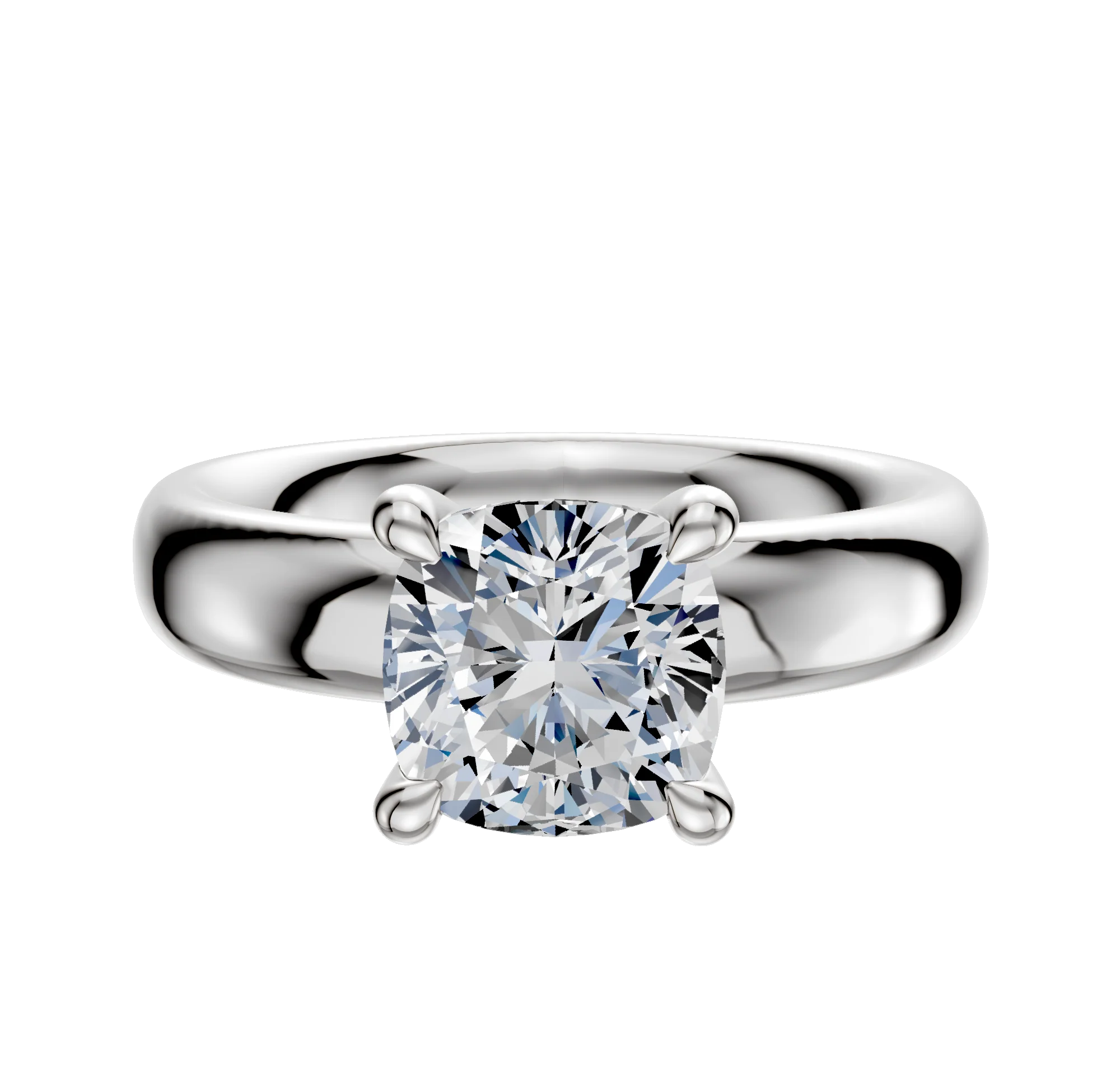 Platinum 4 Prong Hidden Halo Classic Dome 4.0mm Engagement Ring