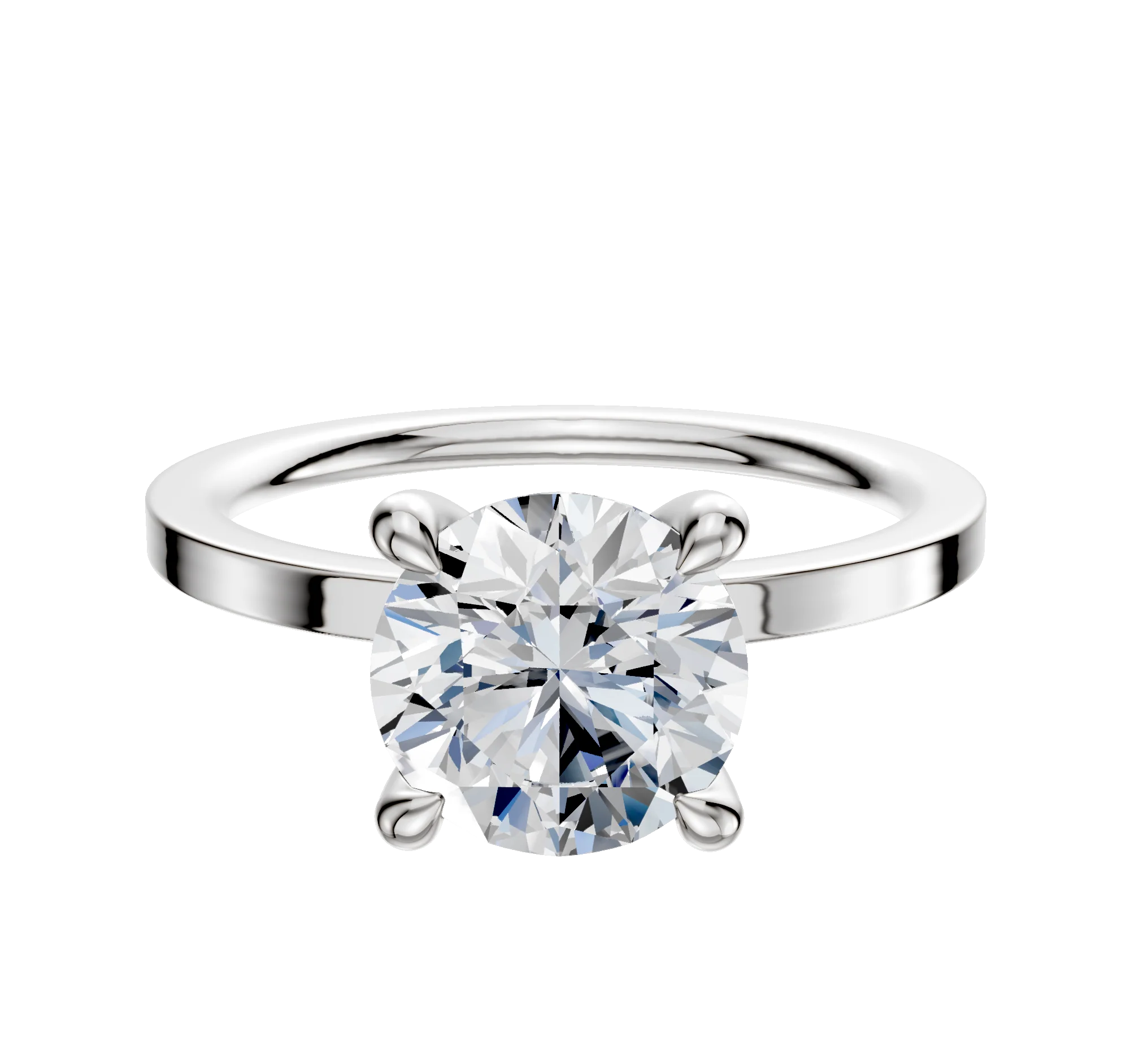 Platinum 4 Prong Hidden Halo Classic Flat 1.5mm Engagement Ring