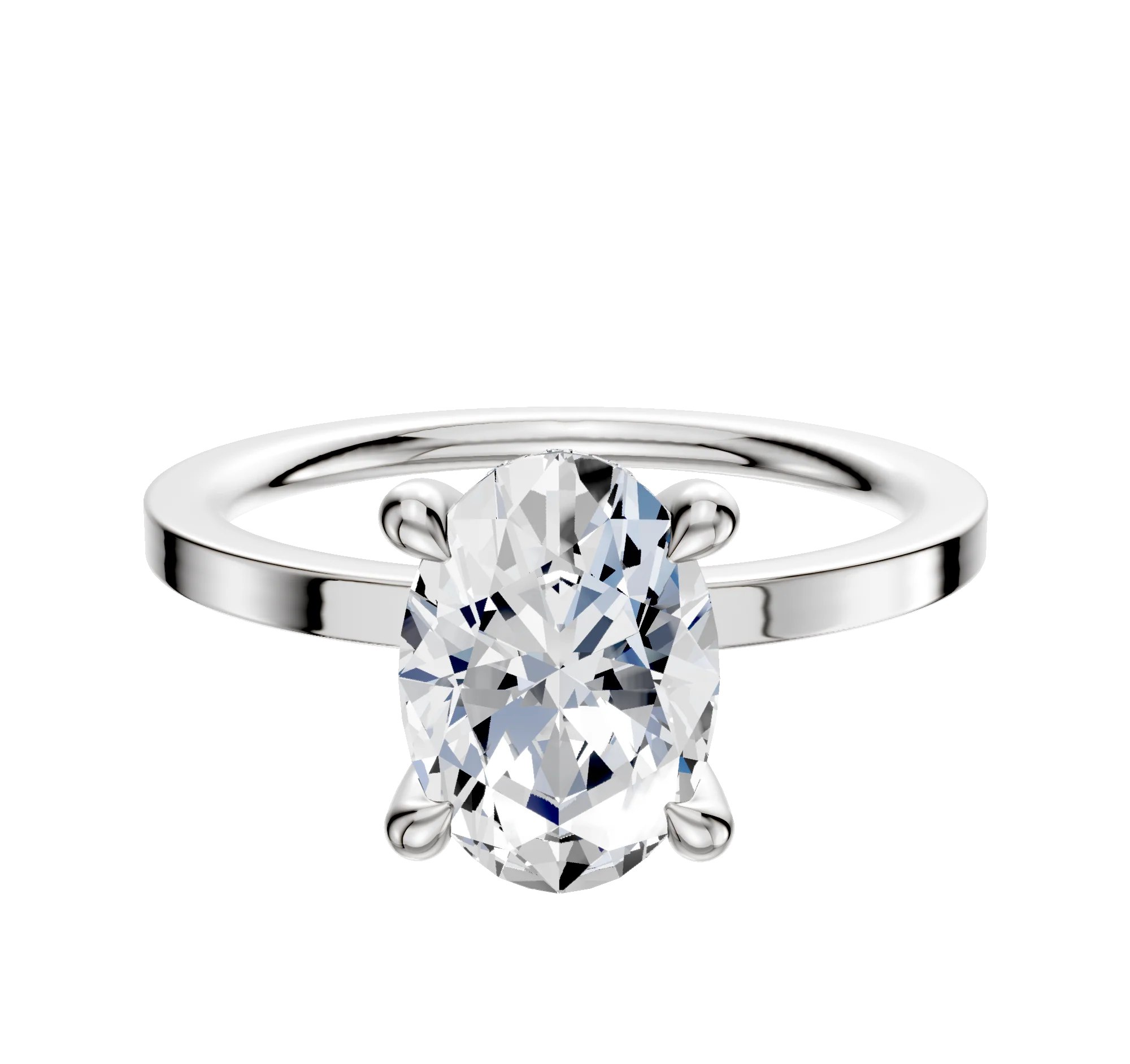 Platinum 4 Prong Hidden Halo Classic Flat 1.5mm Engagement Ring