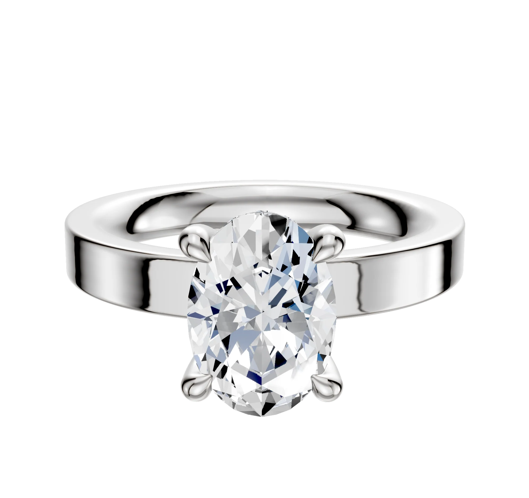 Platinum 4 Prong Hidden Halo Classic Flat 3.0mm Engagement Ring