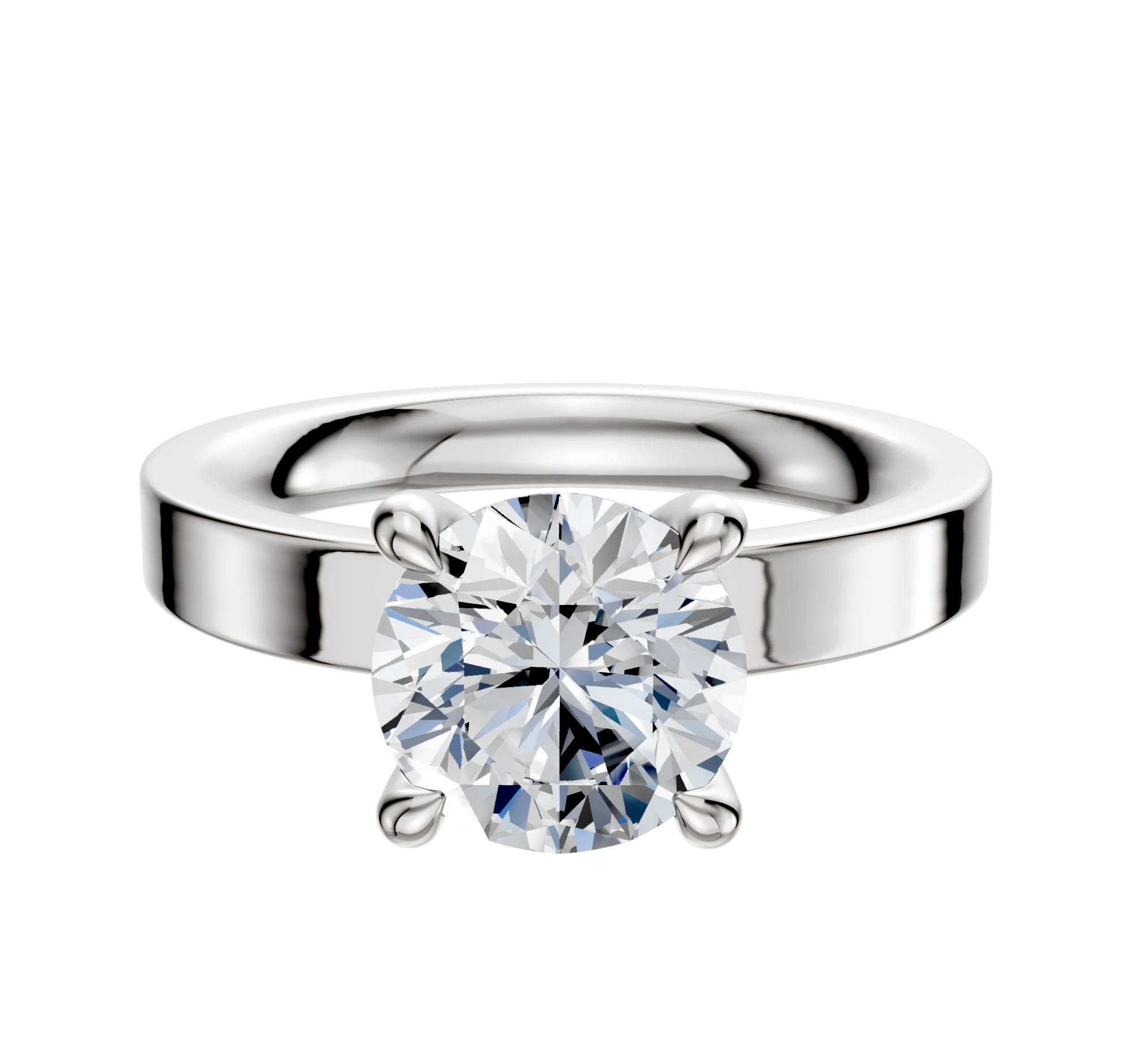 Platinum 4 Prong Hidden Halo Classic Flat 3.0mm Engagement Ring