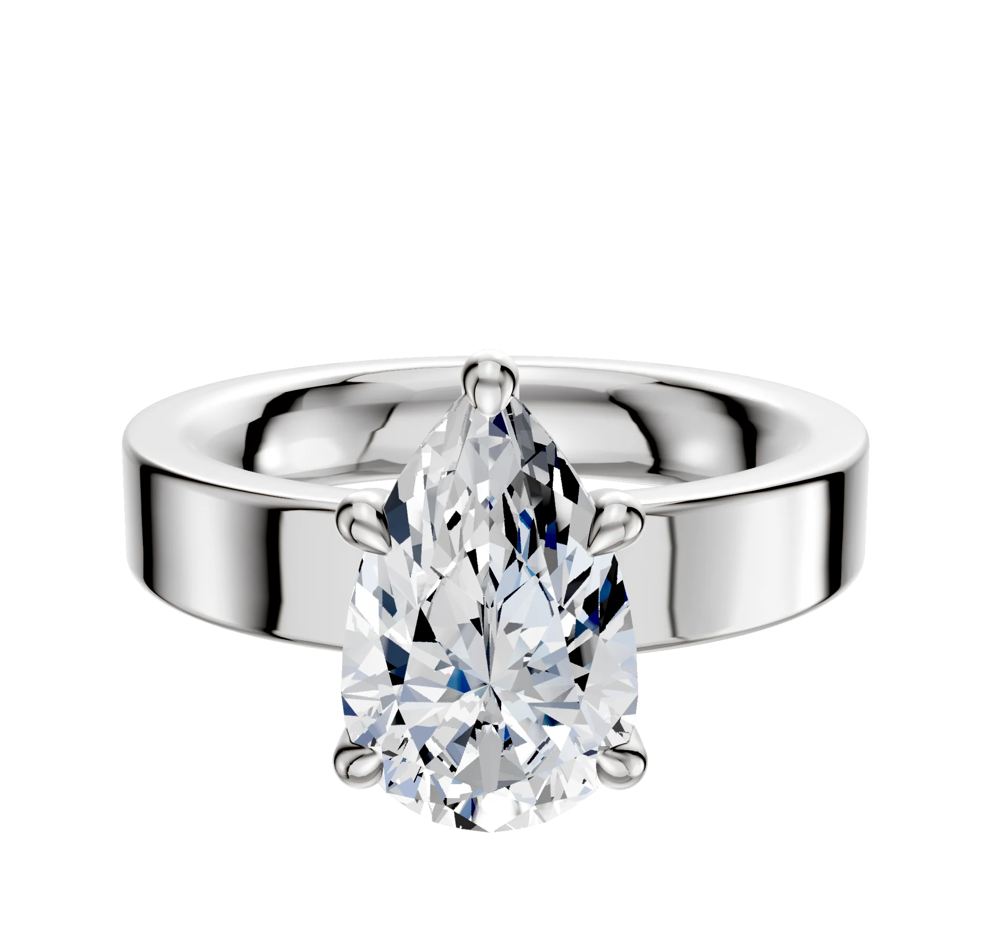 Platinum 4 Prong Hidden Halo Classic Flat 4.0mm Engagement Ring