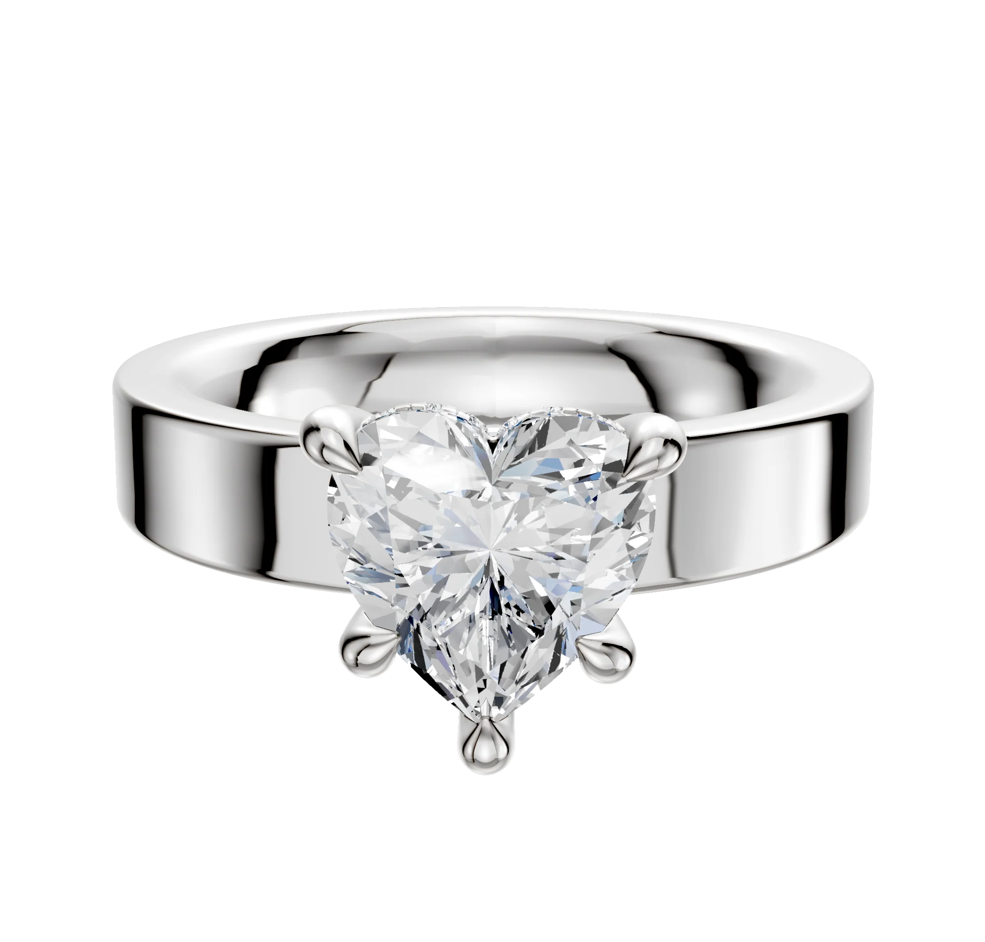 Platinum 4 Prong Hidden Halo Classic Flat 4.0mm Engagement Ring