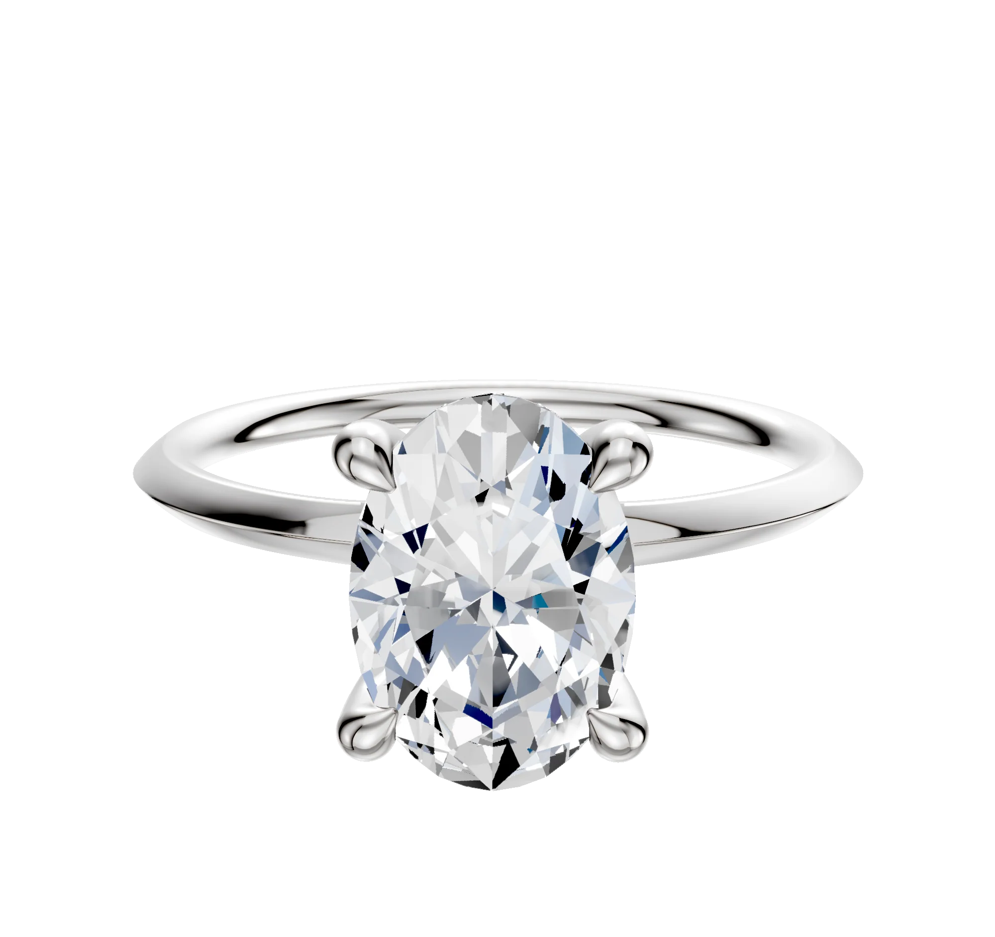 Platinum 4 Prong Hidden Halo Classic Knife Edge 1.5mm Engagement Ring