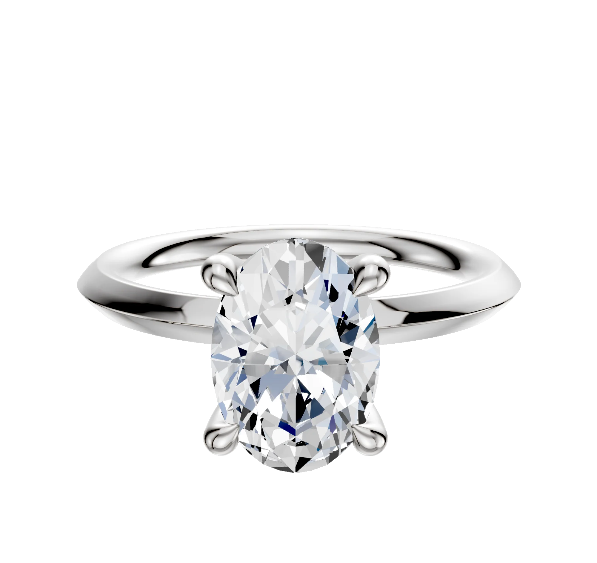 Platinum 4 Prong Hidden Halo Classic Knife Edge 2.0mm Engagement Ring