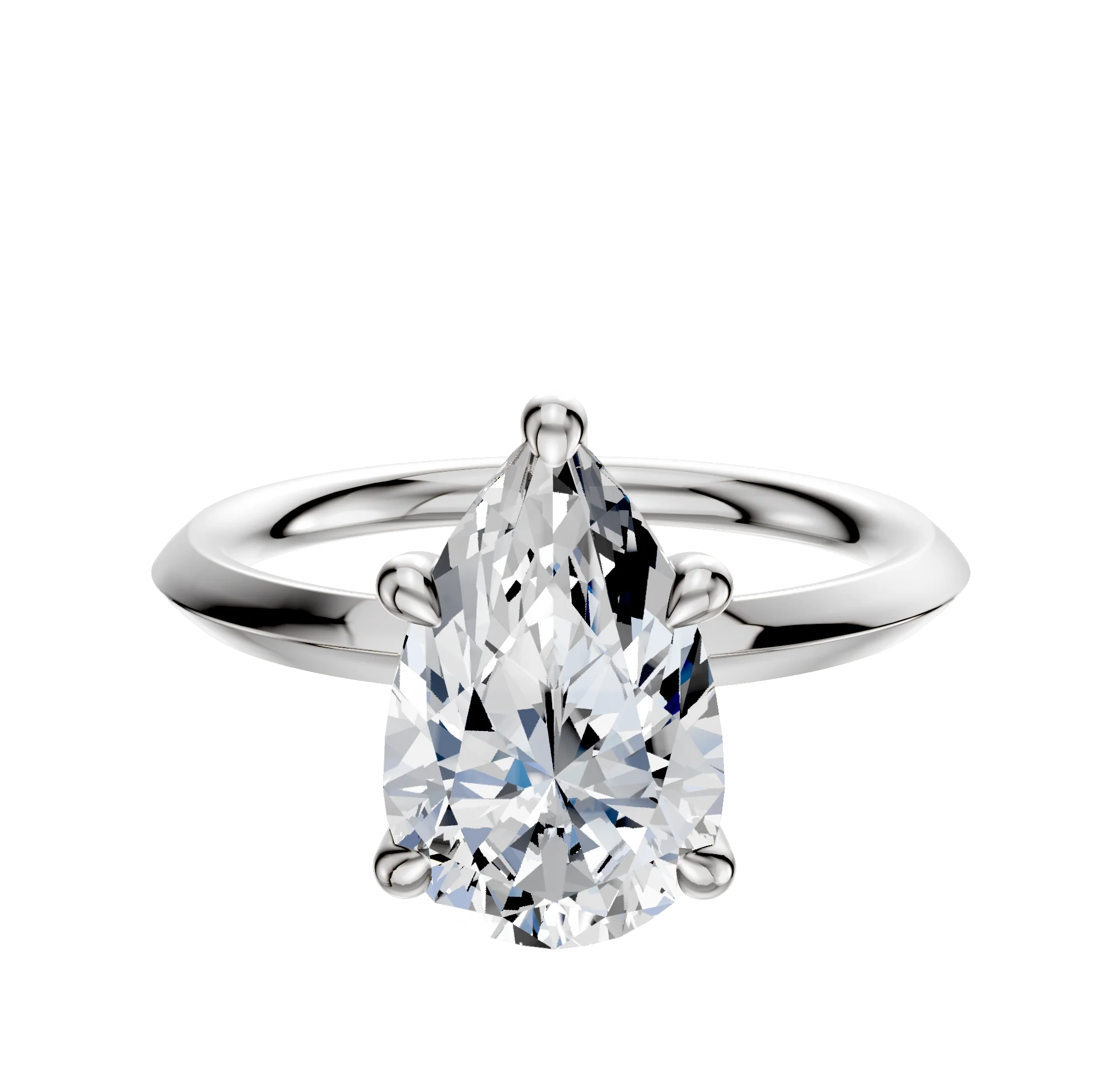 Platinum 4 Prong Hidden Halo Classic Knife Edge 2.0mm Engagement Ring