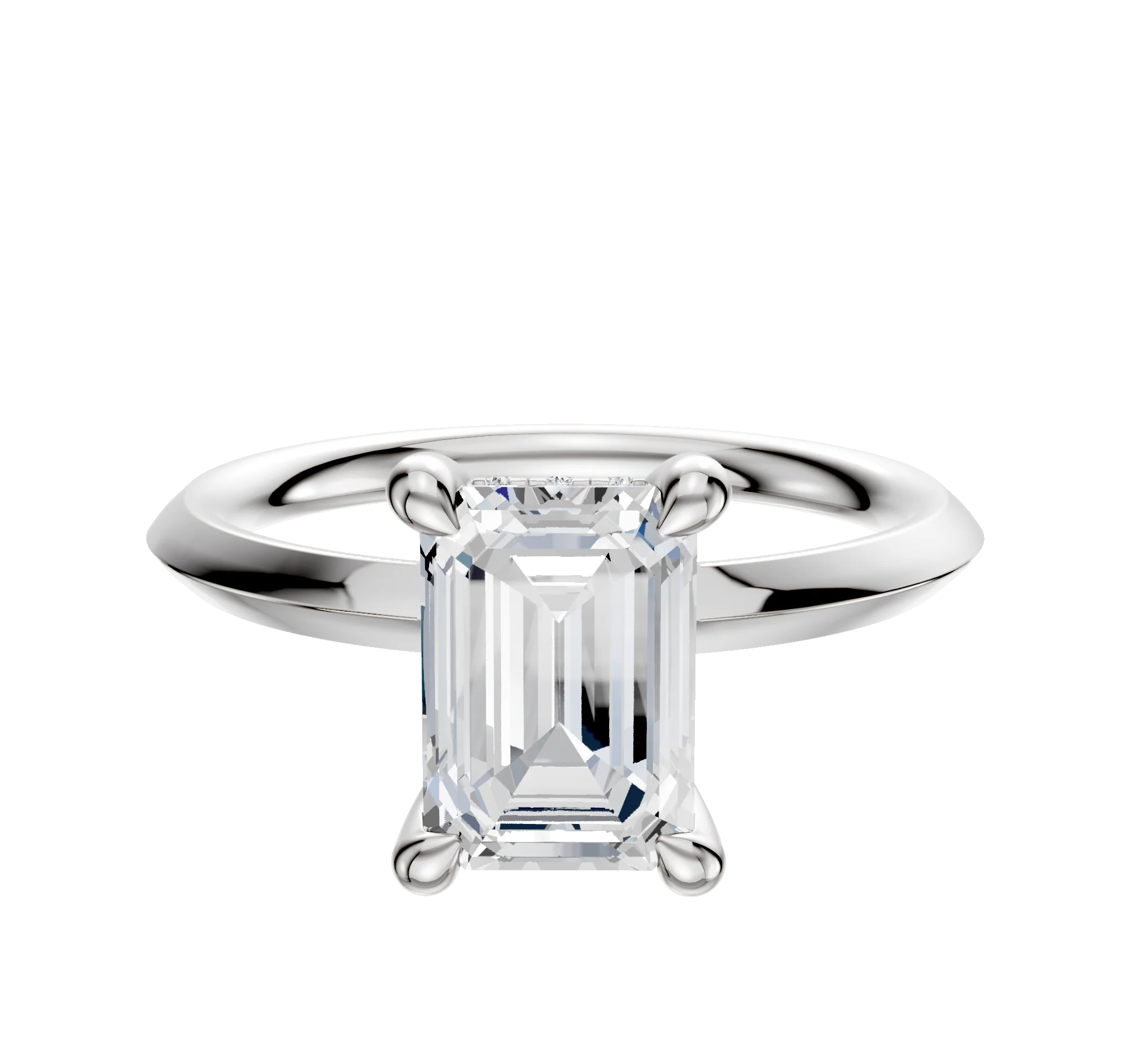 Platinum 4 Prong Hidden Halo Classic Knife Edge 2.0mm Engagement Ring